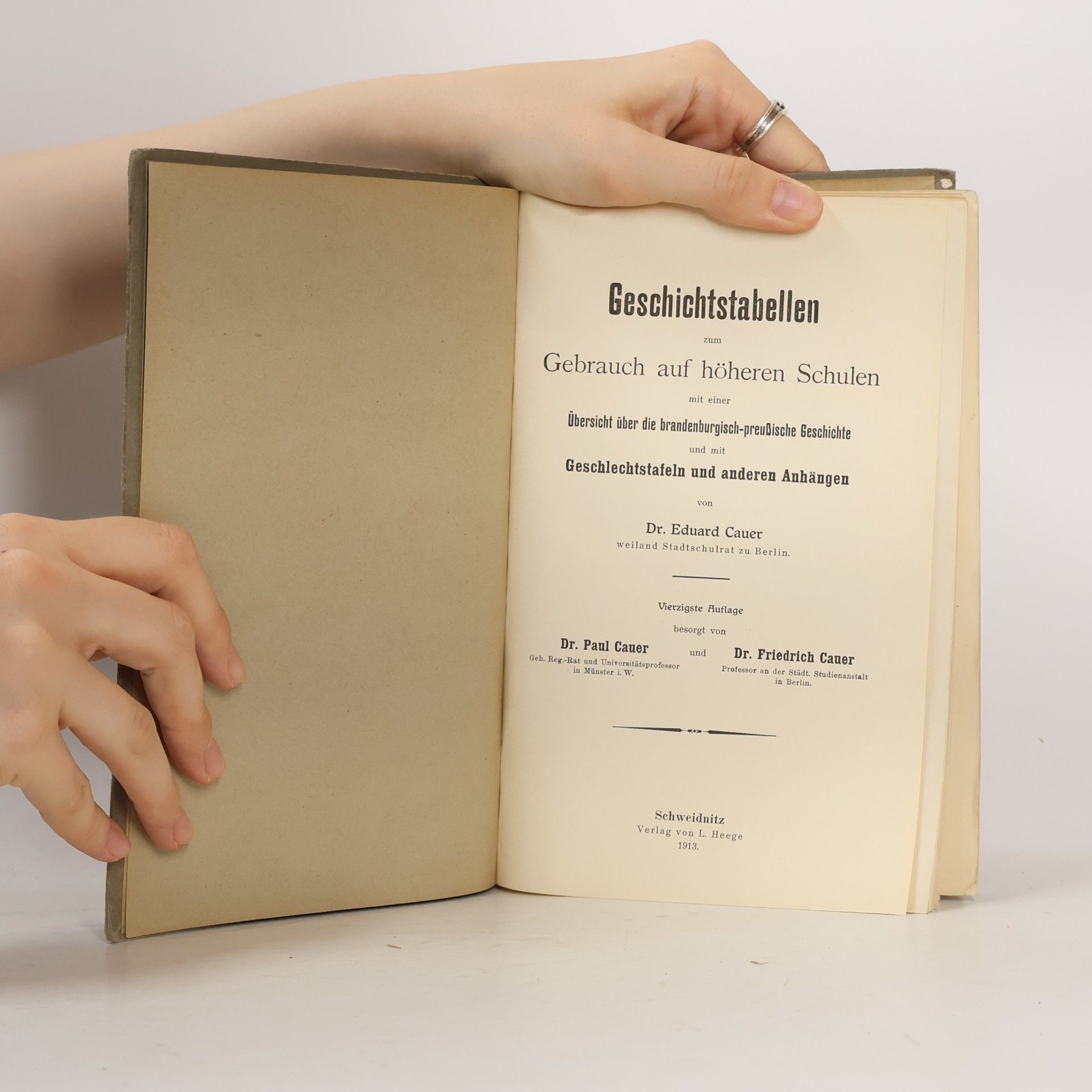 Wilhelm Adolf Eduard Cauer Geschichtstabellen zum Gebrauch auf höheren Schulen