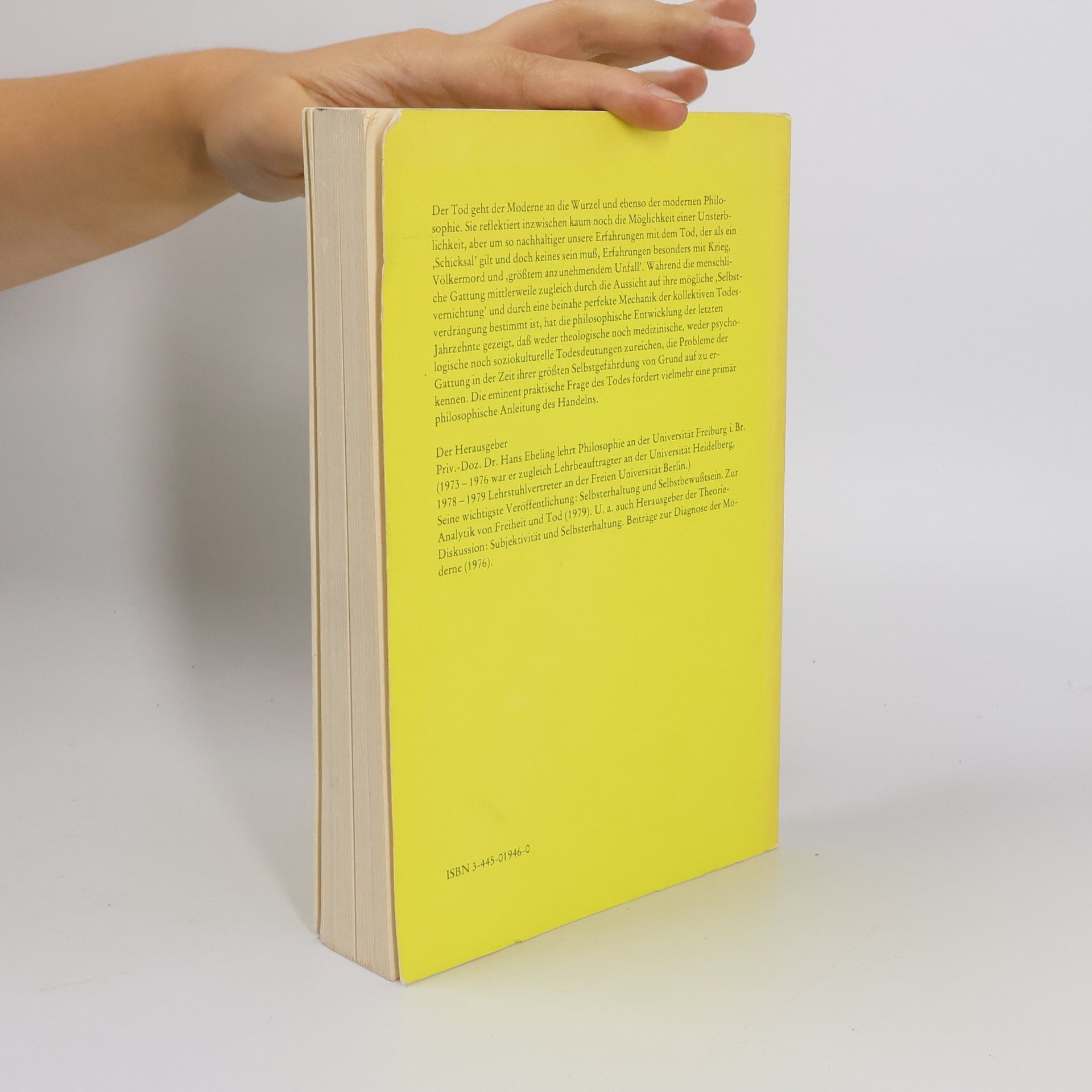 Hans Ebeling Neue Wissenschaftliche Bibliothek Philosophie - 91: Der Tod in der Moderne