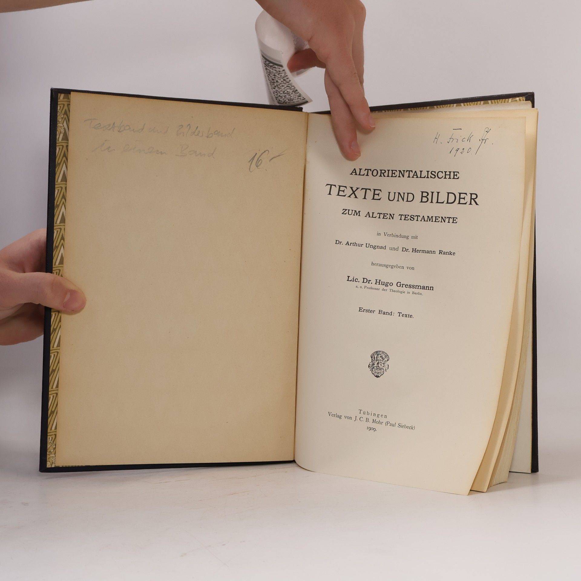 Hugo Gressmann Altorientalische Texte und Bilder zum Alten Testamente