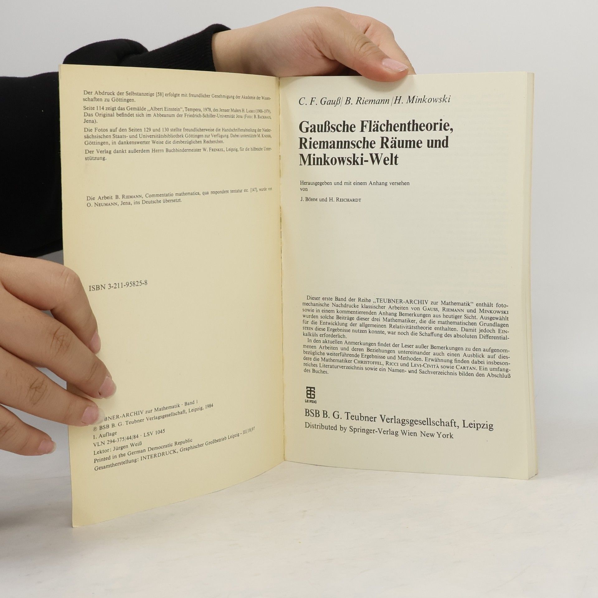 Carl Friedrich Gauß Gaußsche Flächentheorie, Riemannsche Räume und Minkowski-Welt 1