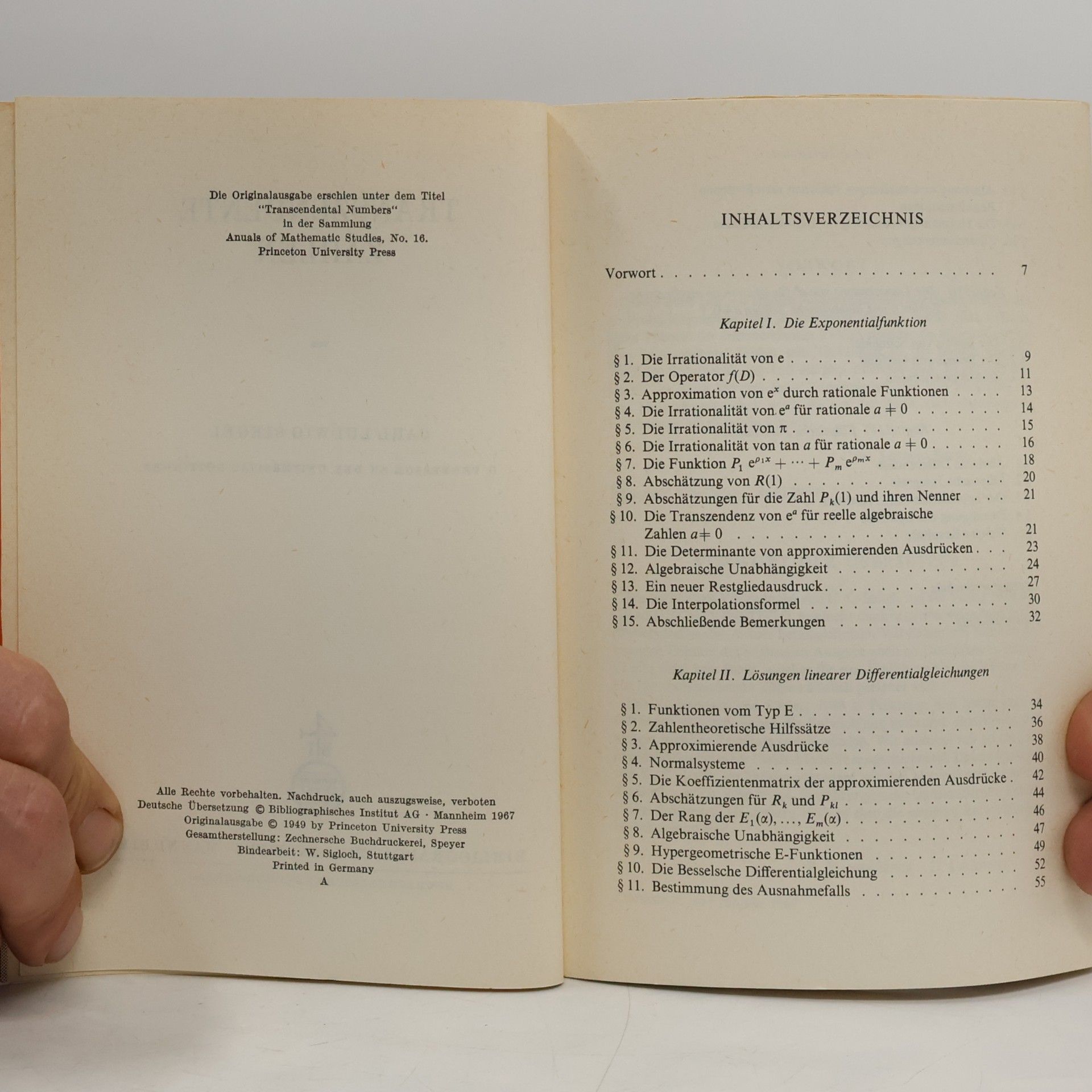 Carl Ludwig Siegel Transzendente Zahlen