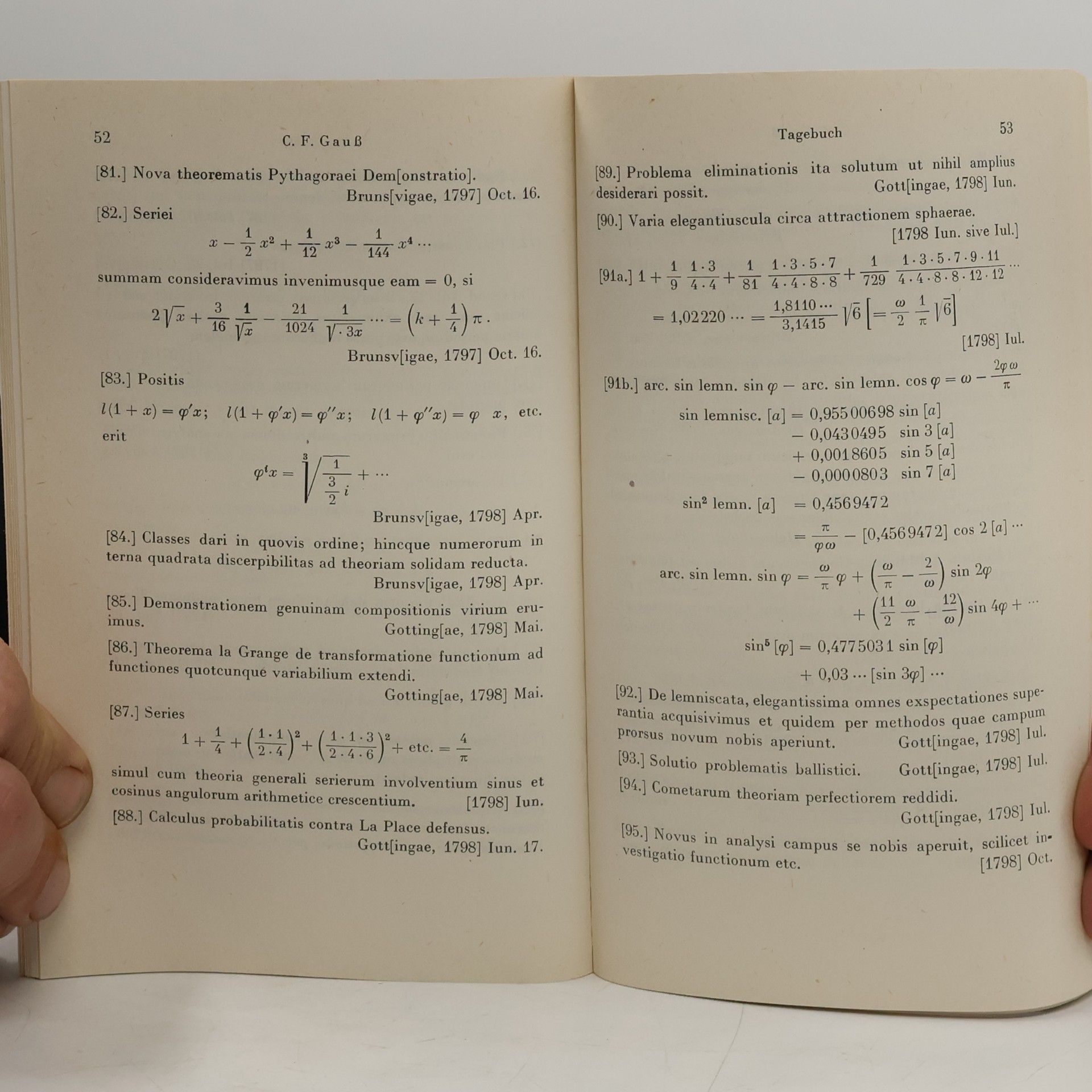 Carl Friedrich Gauß Mathematisches Tagebuch