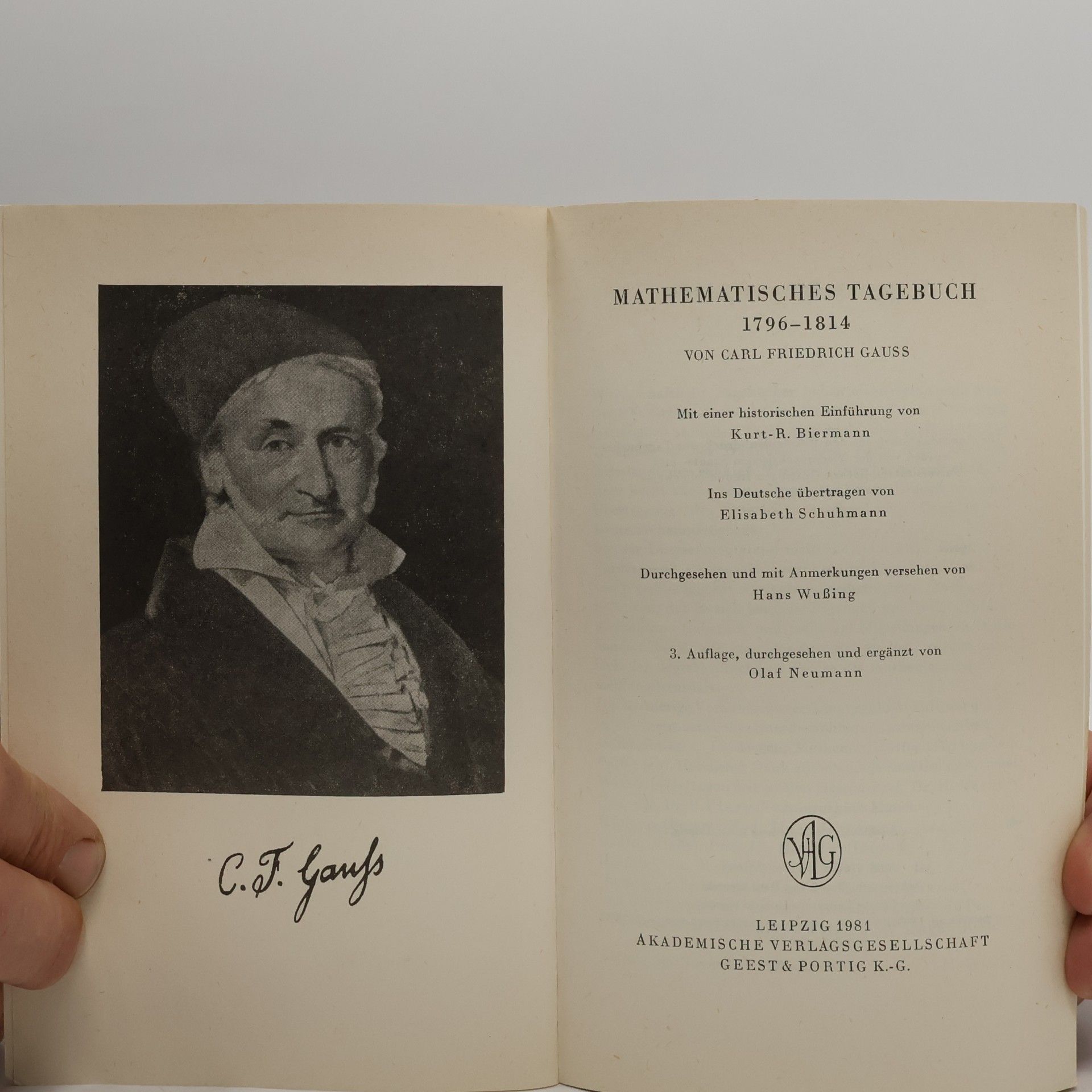 Carl Friedrich Gauß Mathematisches Tagebuch