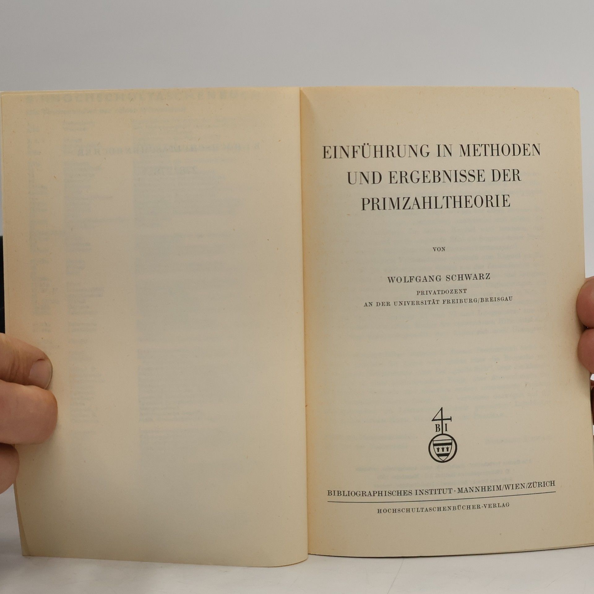 Wolfgang Schwarz Einführung in Methoden und ergebnisse der Primzahltheorie