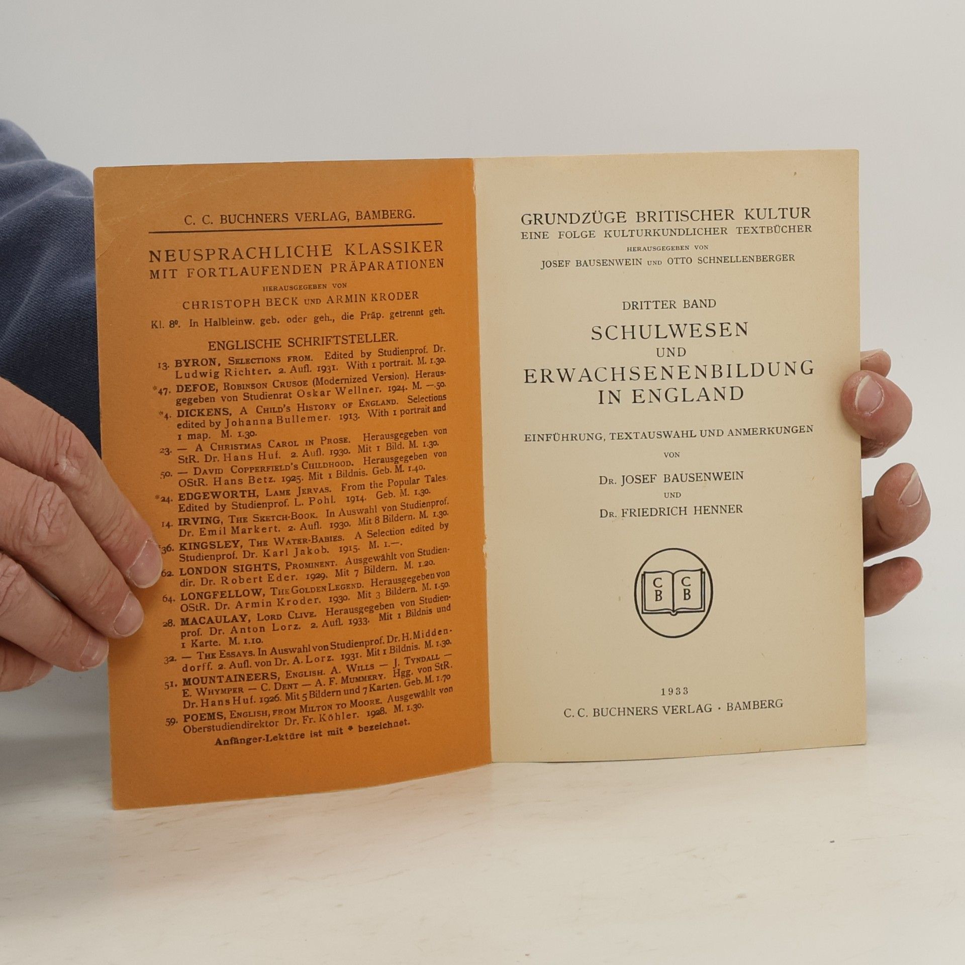 Josef Bausenwein Schulwesen und Erwachsenenbildung in England