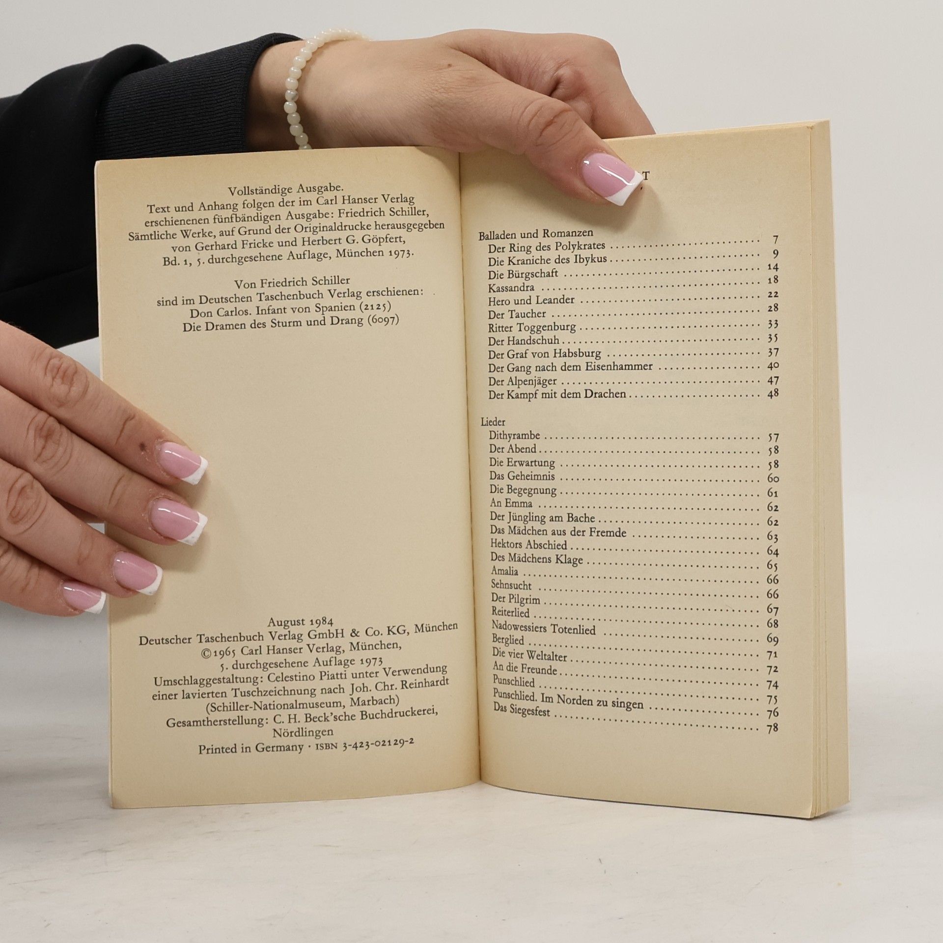 Friedrich Schiller Balladen Romanzen und Lieder