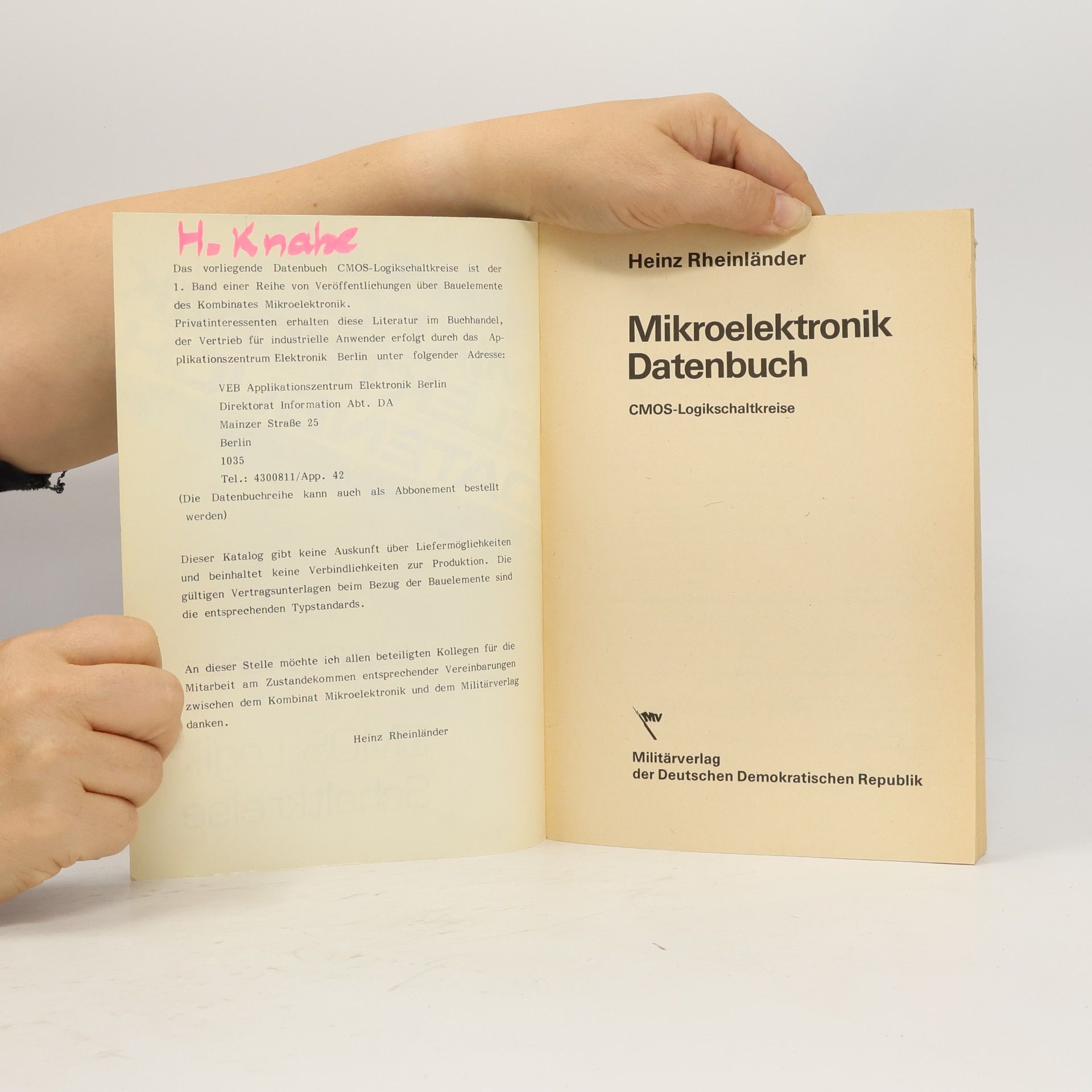 Heinz Rheinländer Mikroelektronik Datenbuch