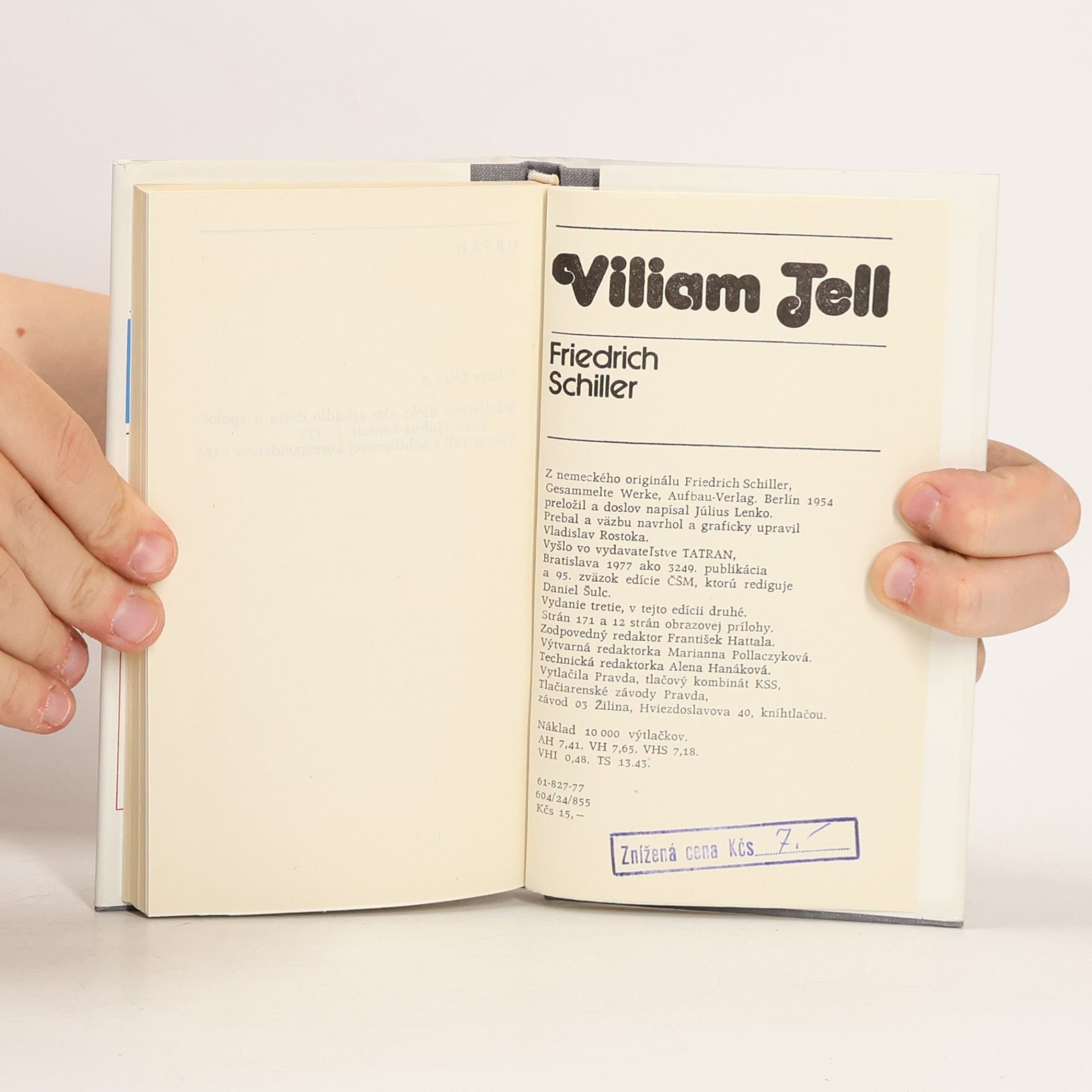 Friedrich Schiller Villiam Tell. Čítanie študujúcej mládeže