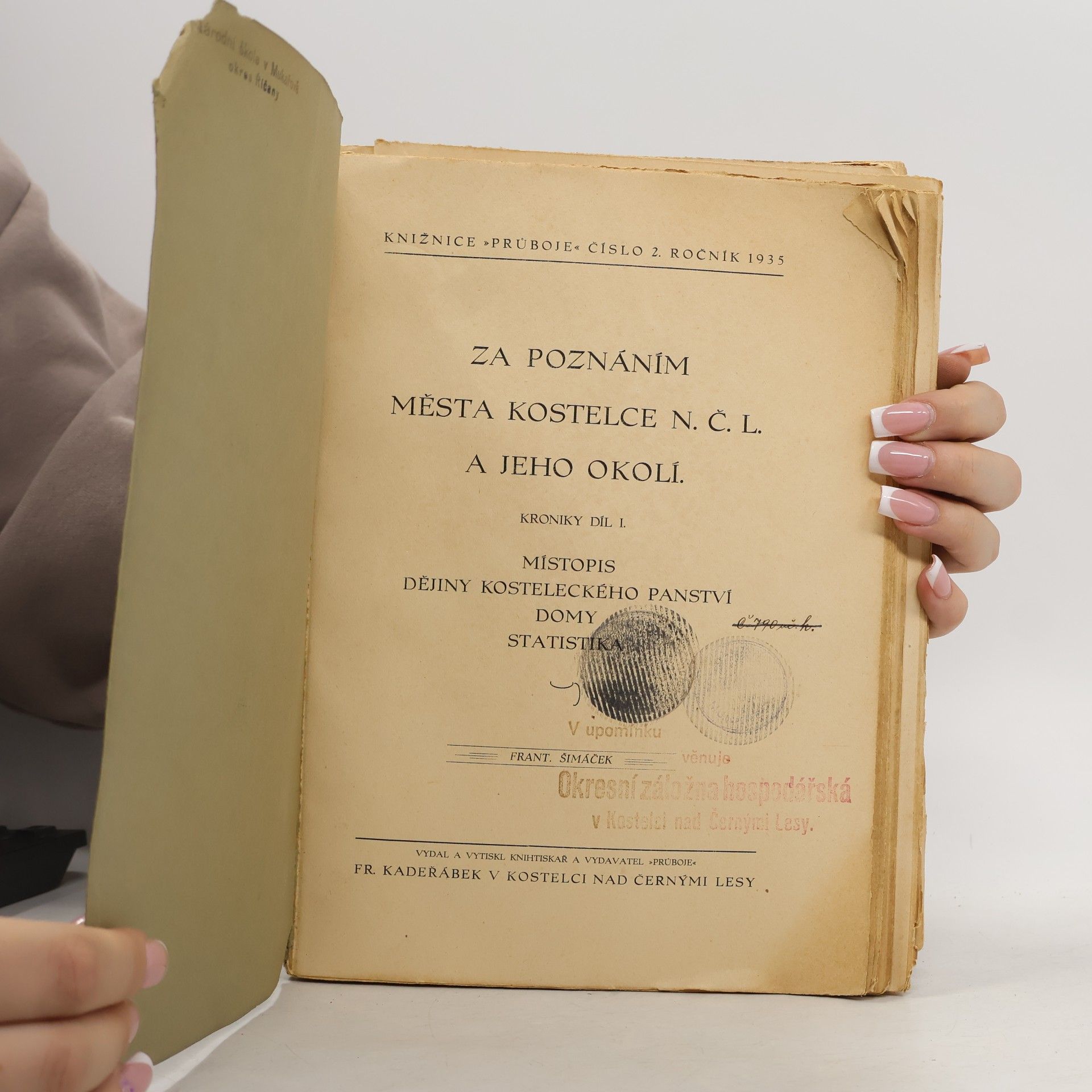 Frant. Šimáček Kronika. Města Kostelce N.Č. Lesy