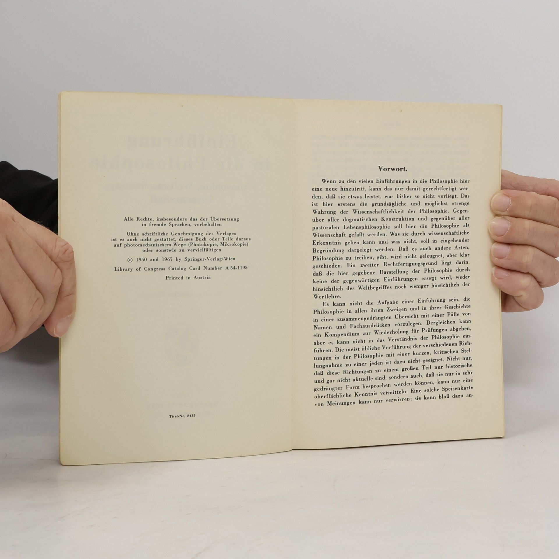 Victor Kraft Einführung in die Philosophie