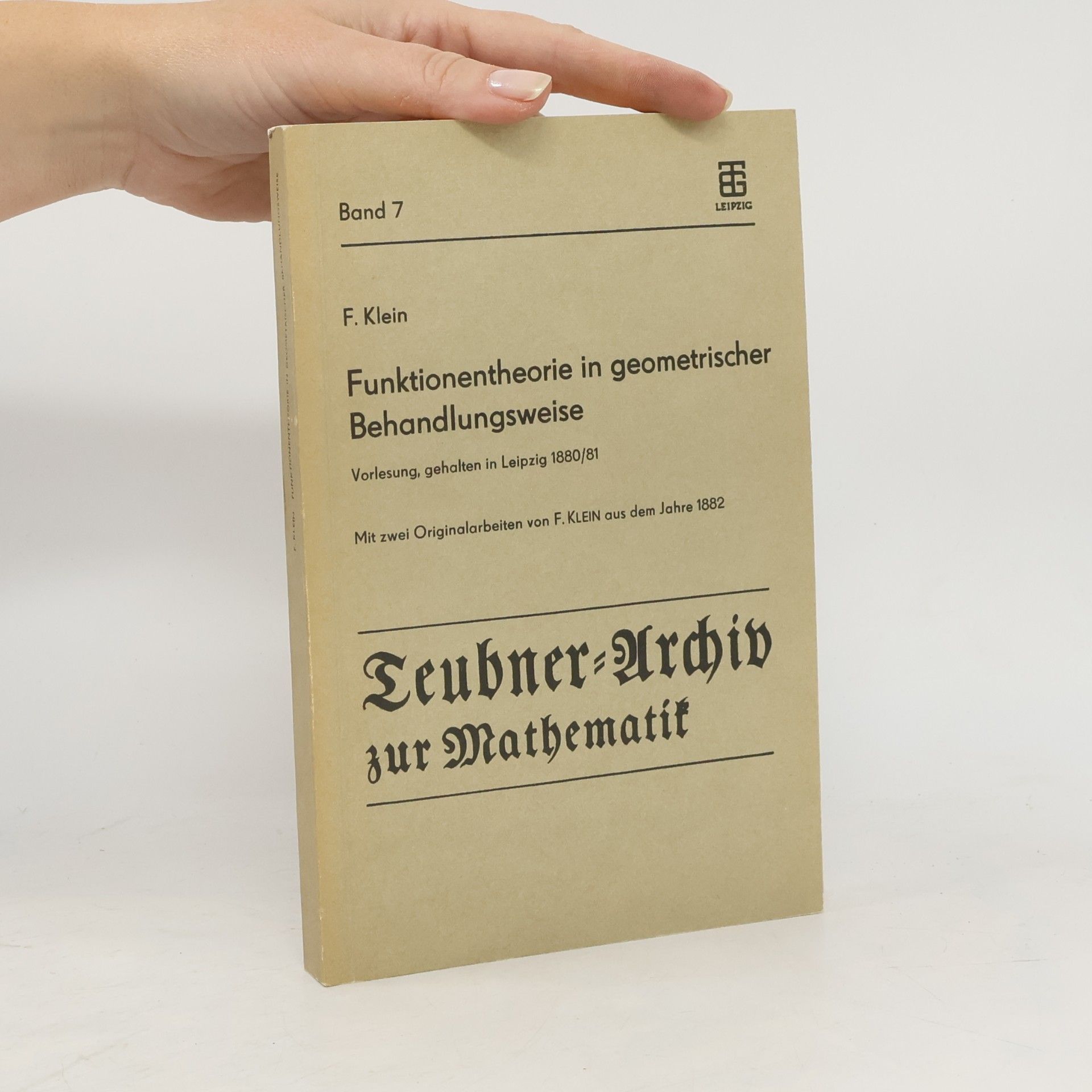 Funktionentheorie in geometrischer Behandlungsweise