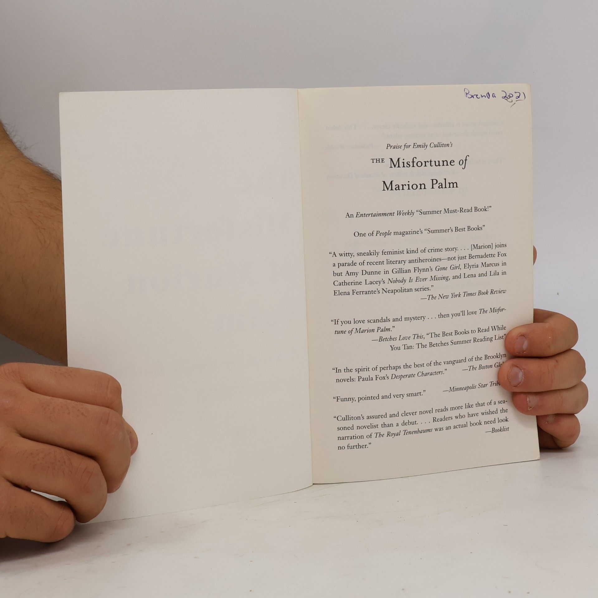 Emily Culliton The Misfortune of Marion Palm