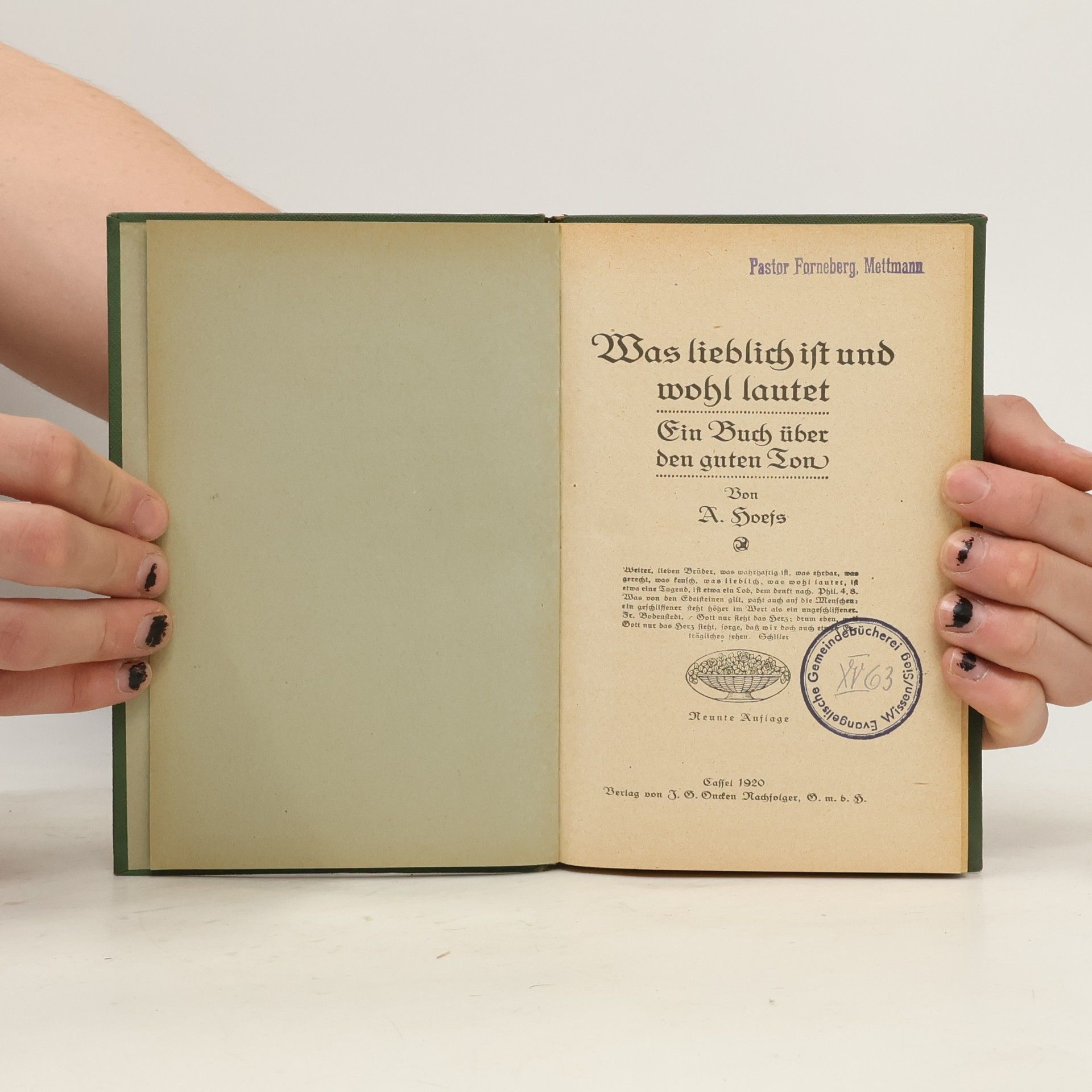 A. Hoefs Was lieblich ist und wohl lautet