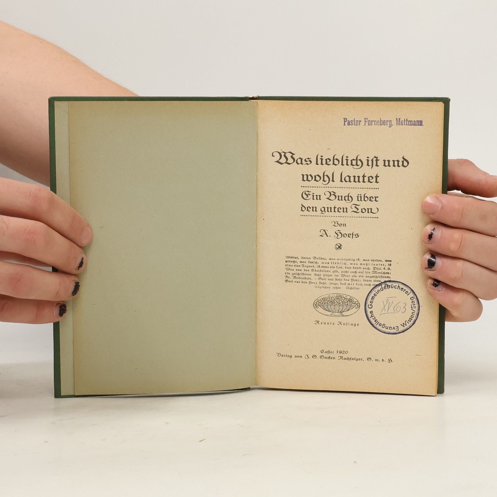 A. Hoefs Was lieblich ist und wohl lautet
