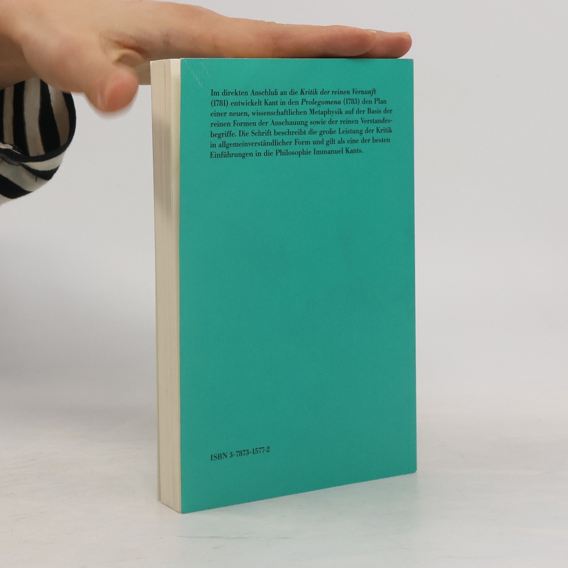 Immanuel Kant Philosophische Bibliothek - 540: Prolegomena