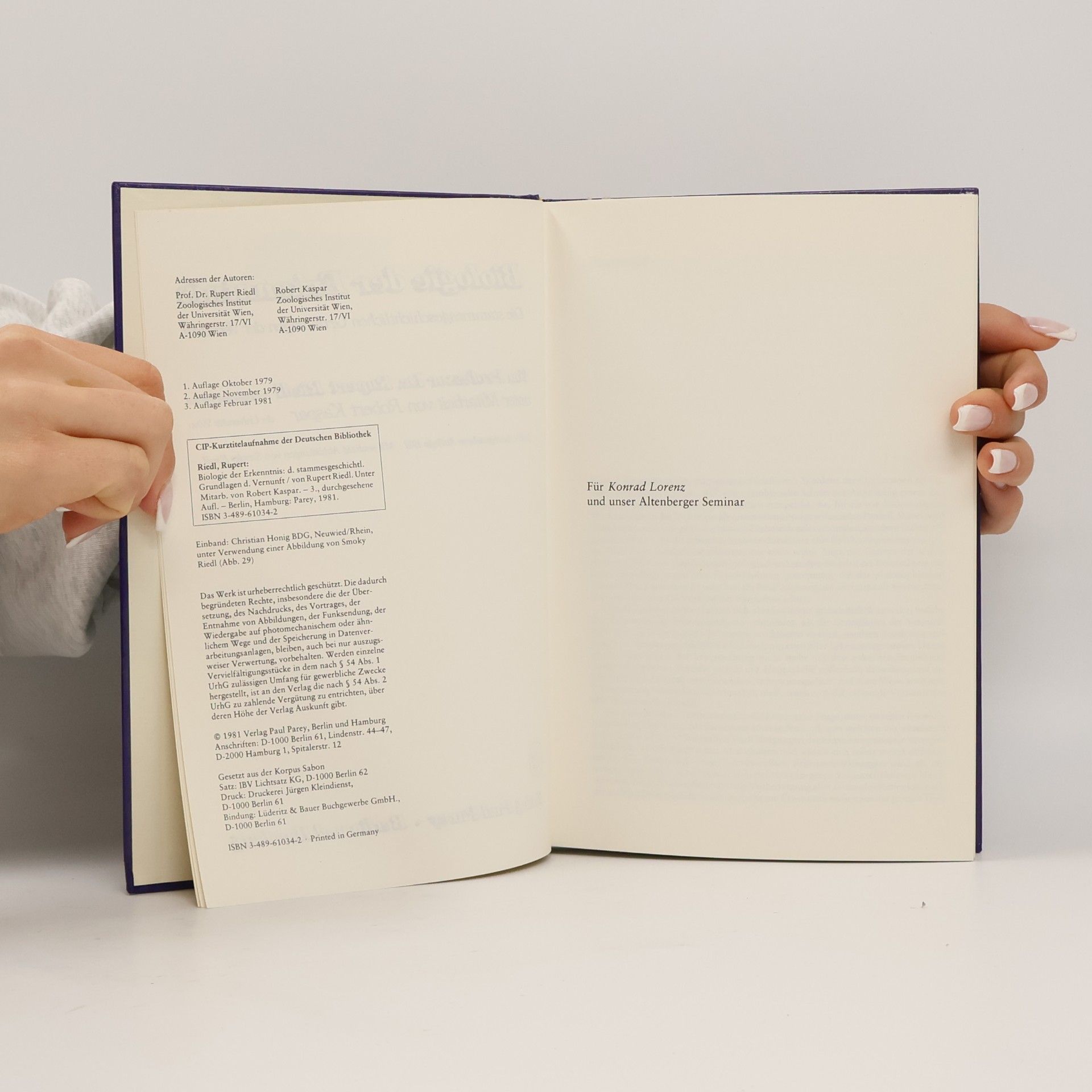 Rupert Riedl Biologie der Erkenntnis