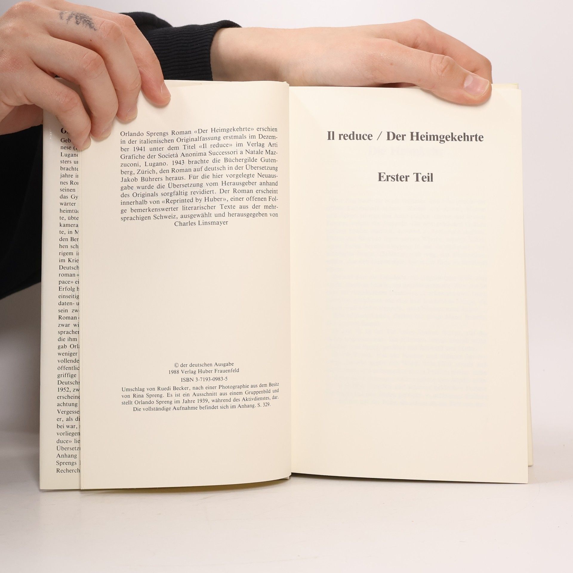 Orlando Spreng Il Reduce / Der Heimgekehrte - Reprinted by Huber