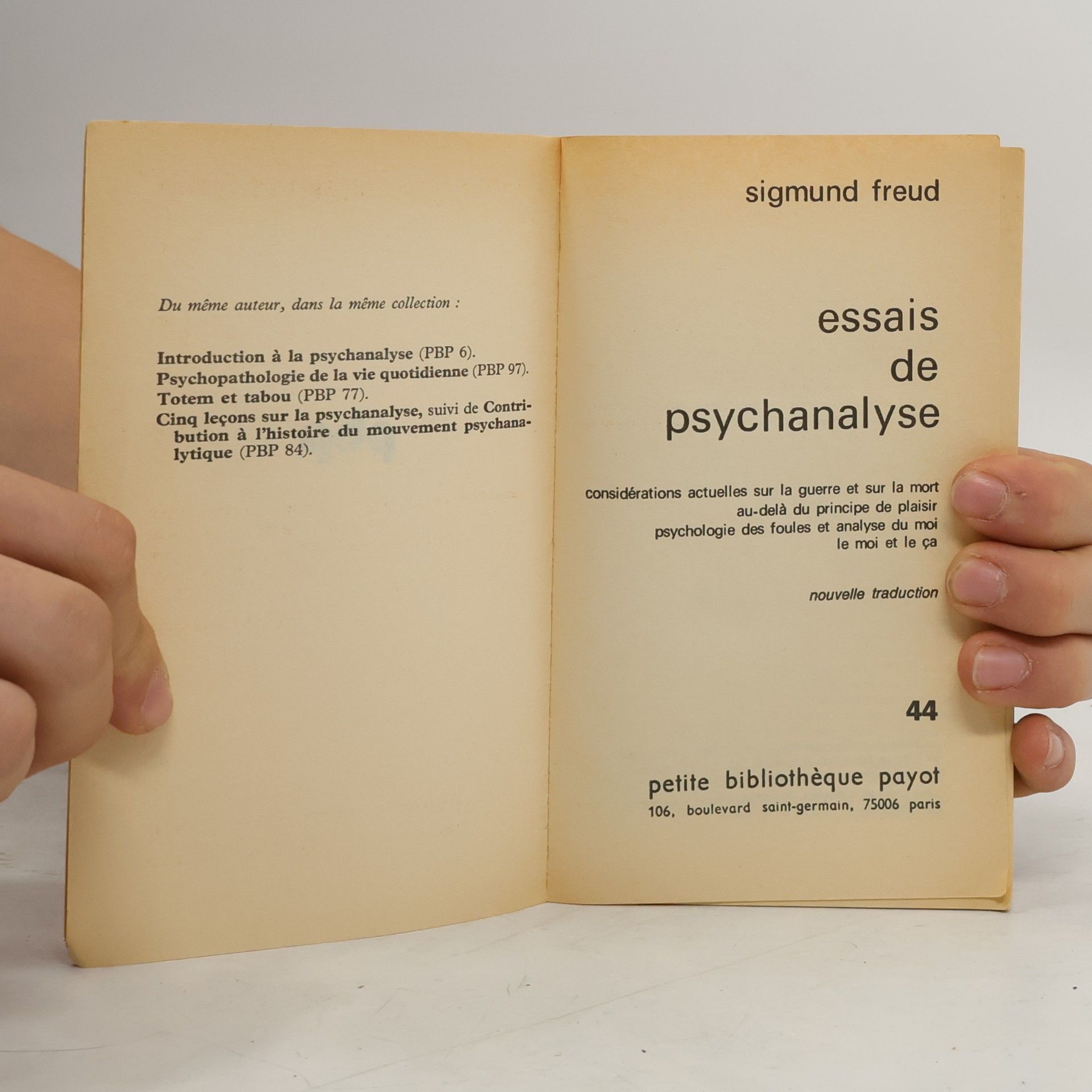 Sigmund Freud Essais de psychanalyse - Nouvelle traduction