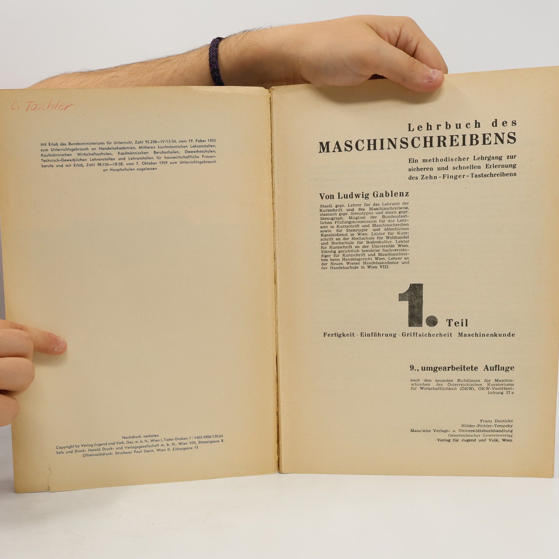 Ludwig Gablenz Lehrbuch des Maschinschreibens