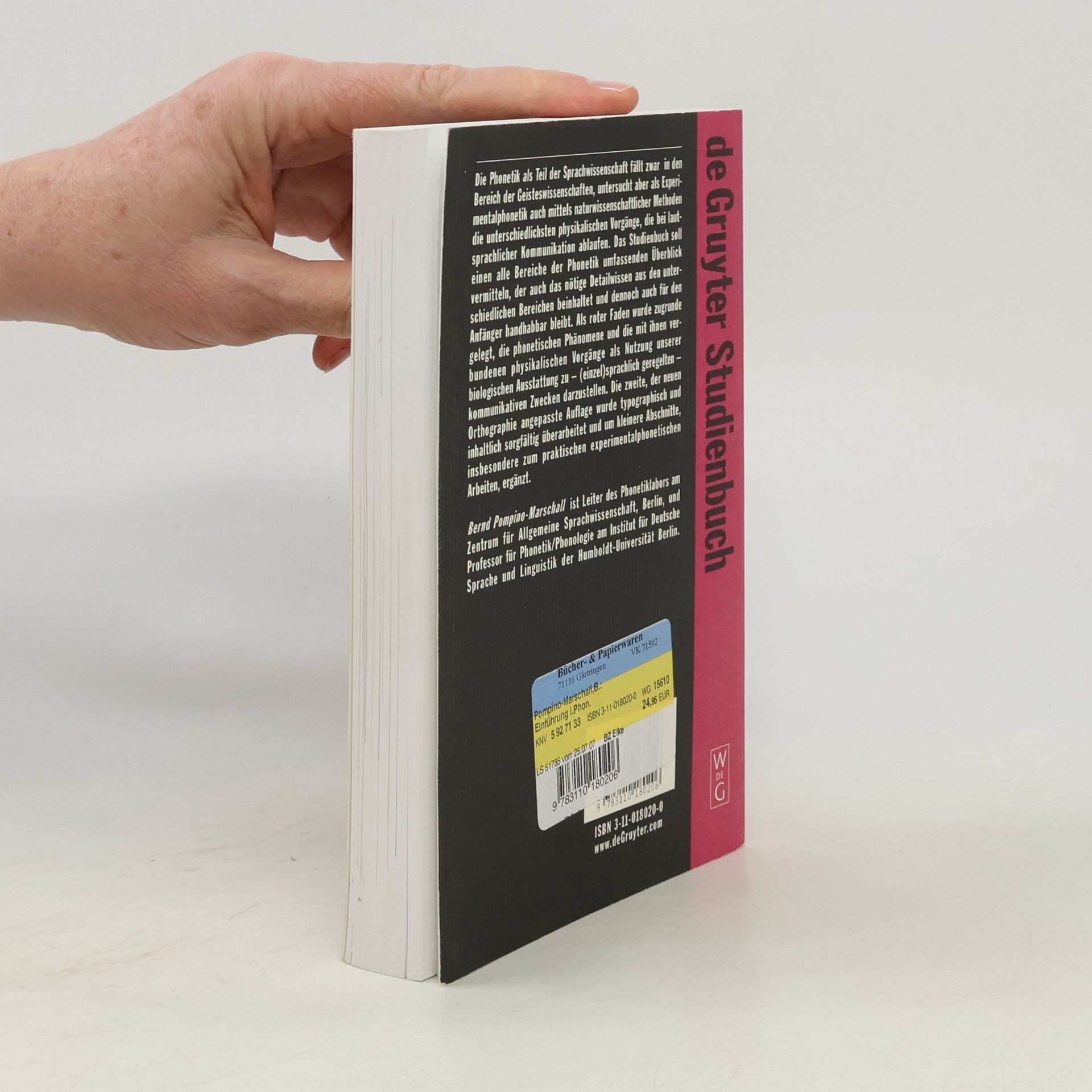 Bernd Pompino-Marschall De Gruyter Studienbuch: Einführung in die Phonetik - 2. Auflage