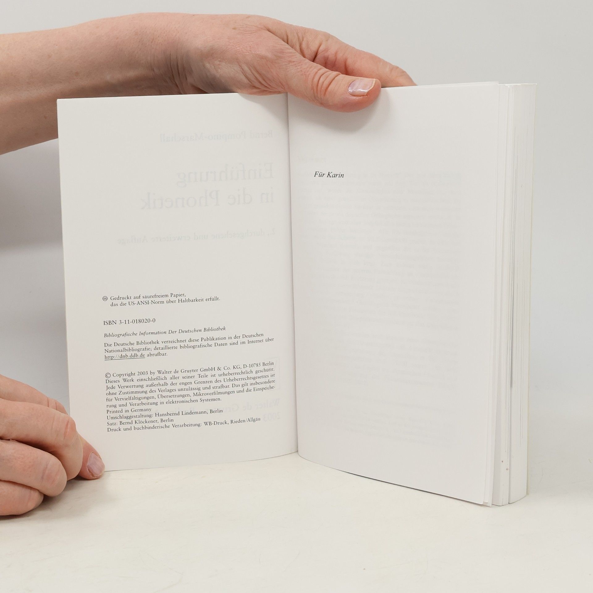 Bernd Pompino-Marschall De Gruyter Studienbuch: Einführung in die Phonetik - 2. Auflage