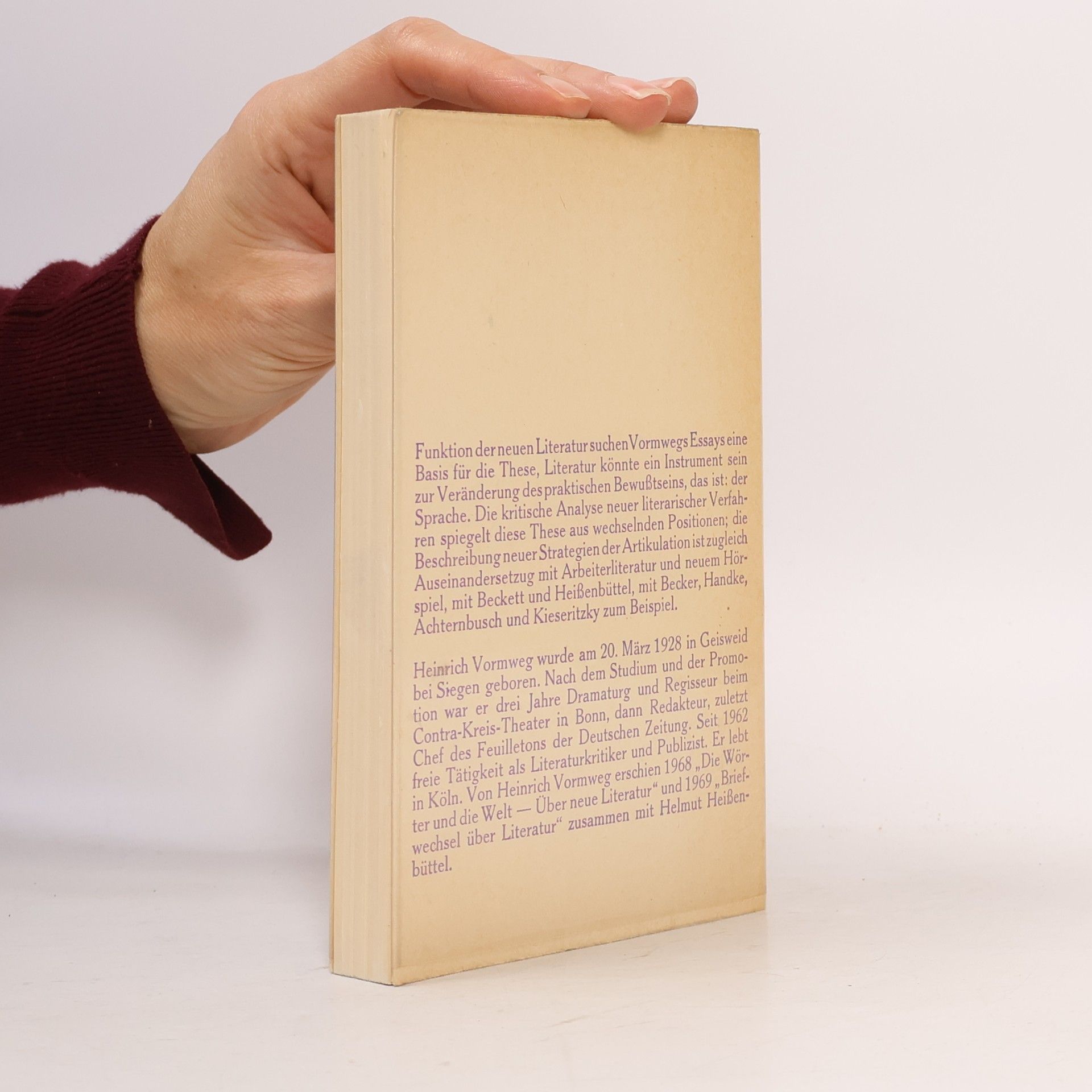 Heinrich Vormweg Eine andere Lesart Über neue Literatur