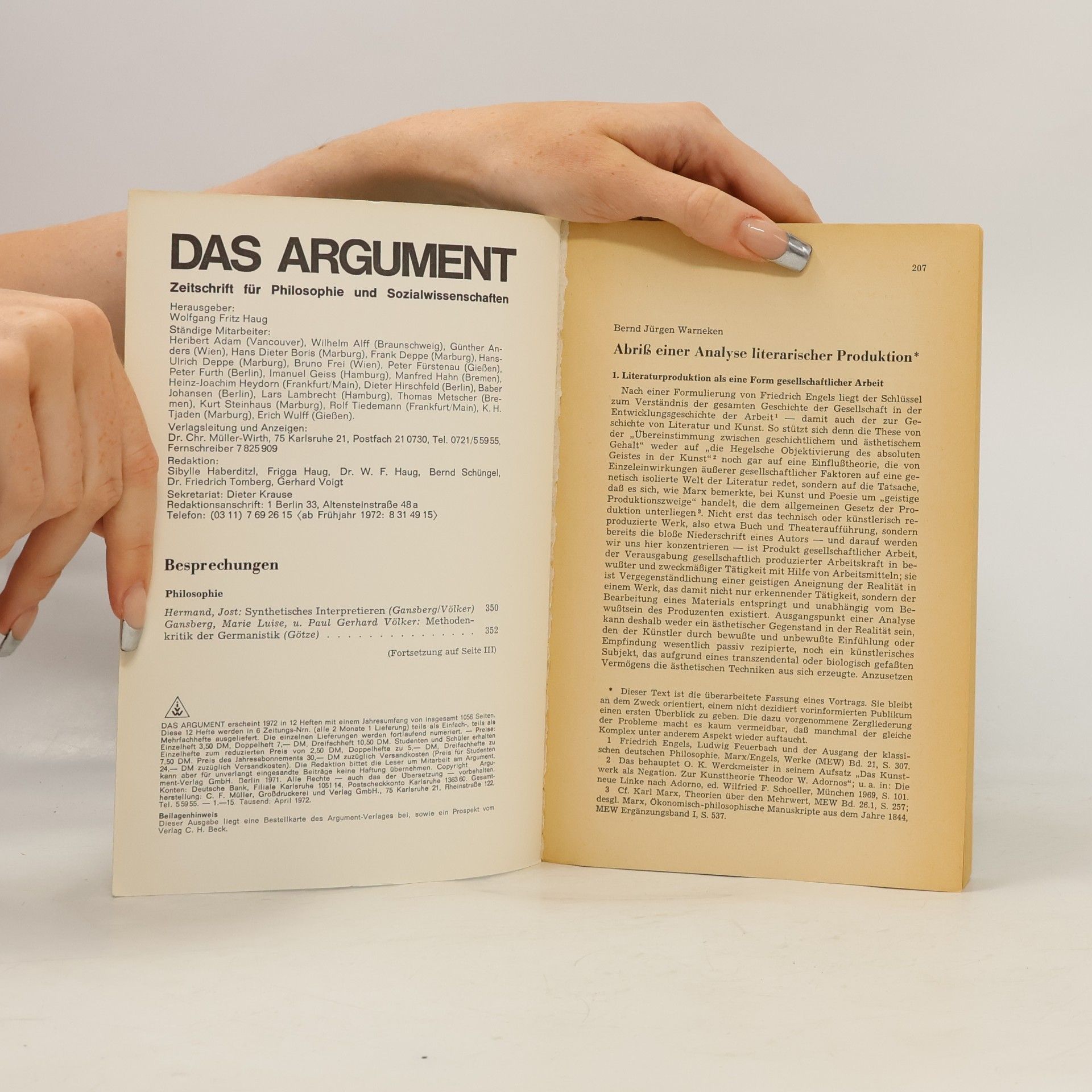 Bernd Jürgen Warneken Das Argument 72
