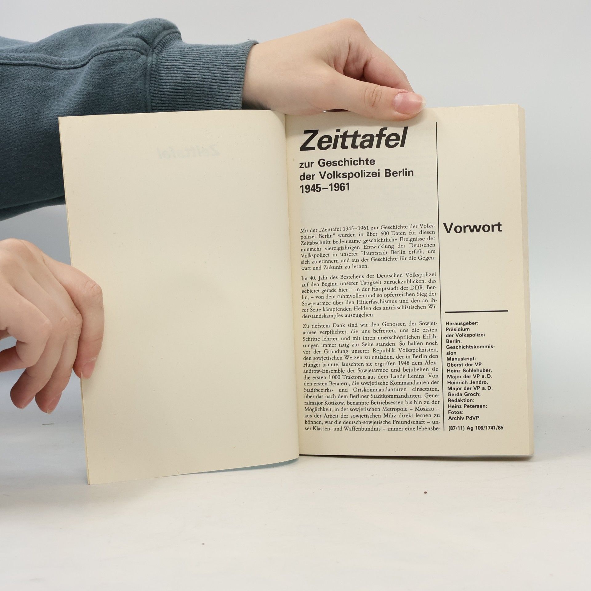 Heinz Schlehuber Zeittafel zur Geschichte der Volkspolizei Berlin 1945-1961