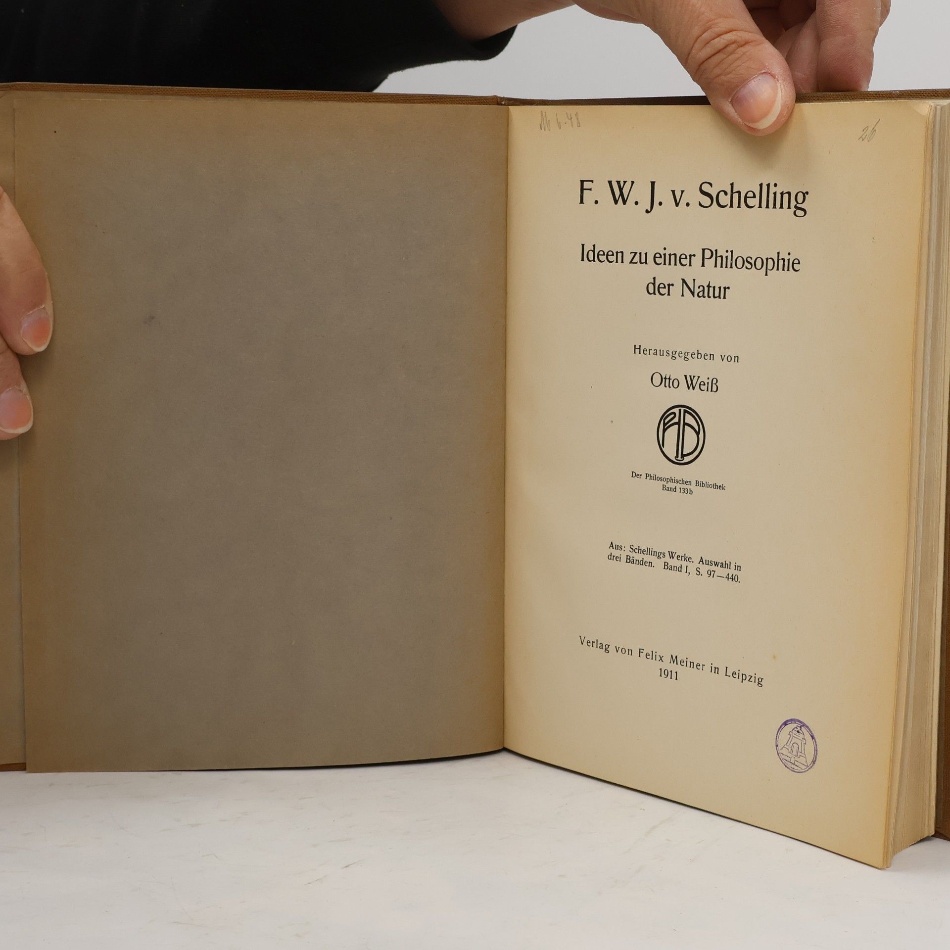 F. W. J. V. Schelling Ideen zu einer Philosophie der Natur