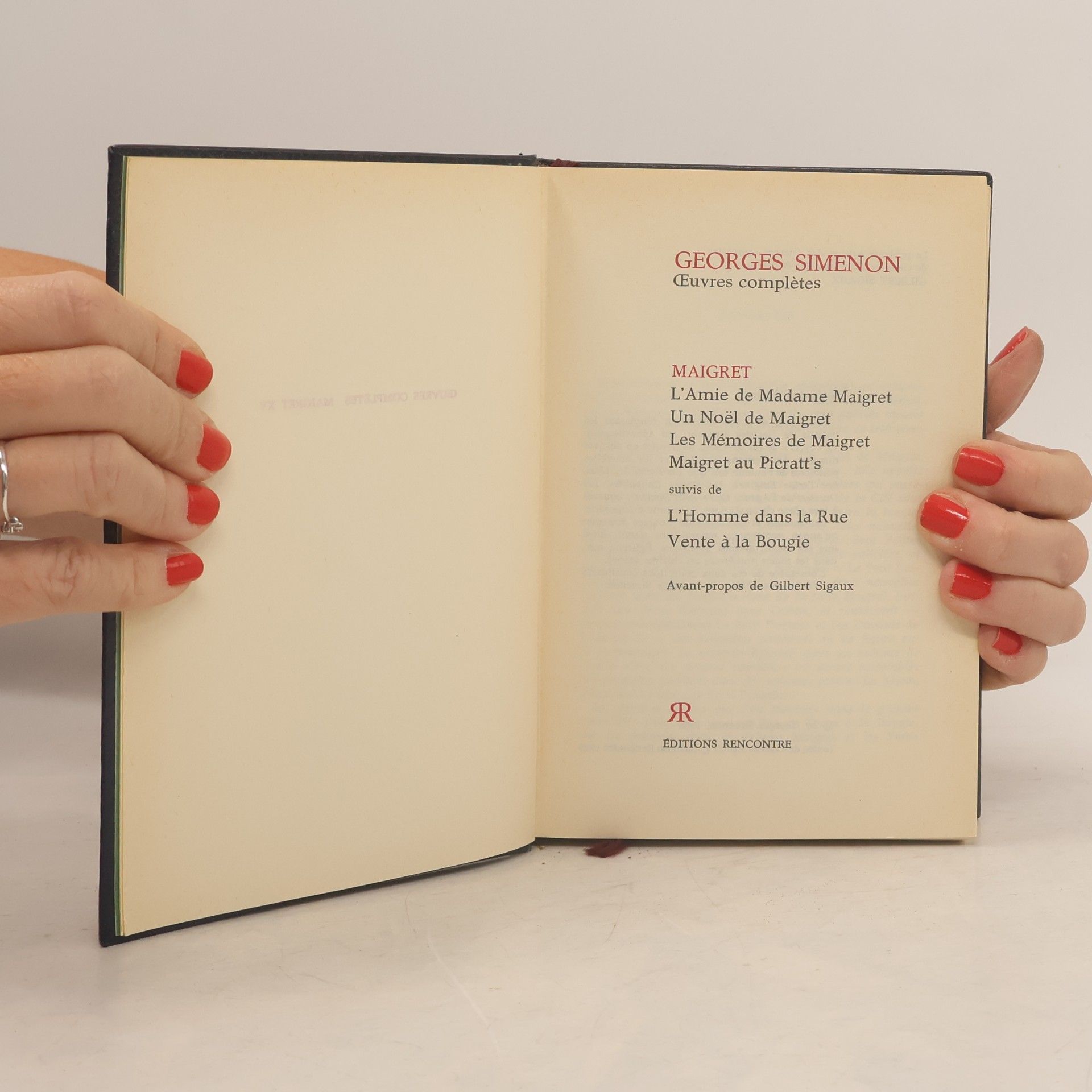 Georges Simenon L'amie de Madame Maigret. Un Noël de Maigret. Les Mémoires de Maigret. Vente à la bougieL'Homme dans la rue. Maigret au Picratt's.