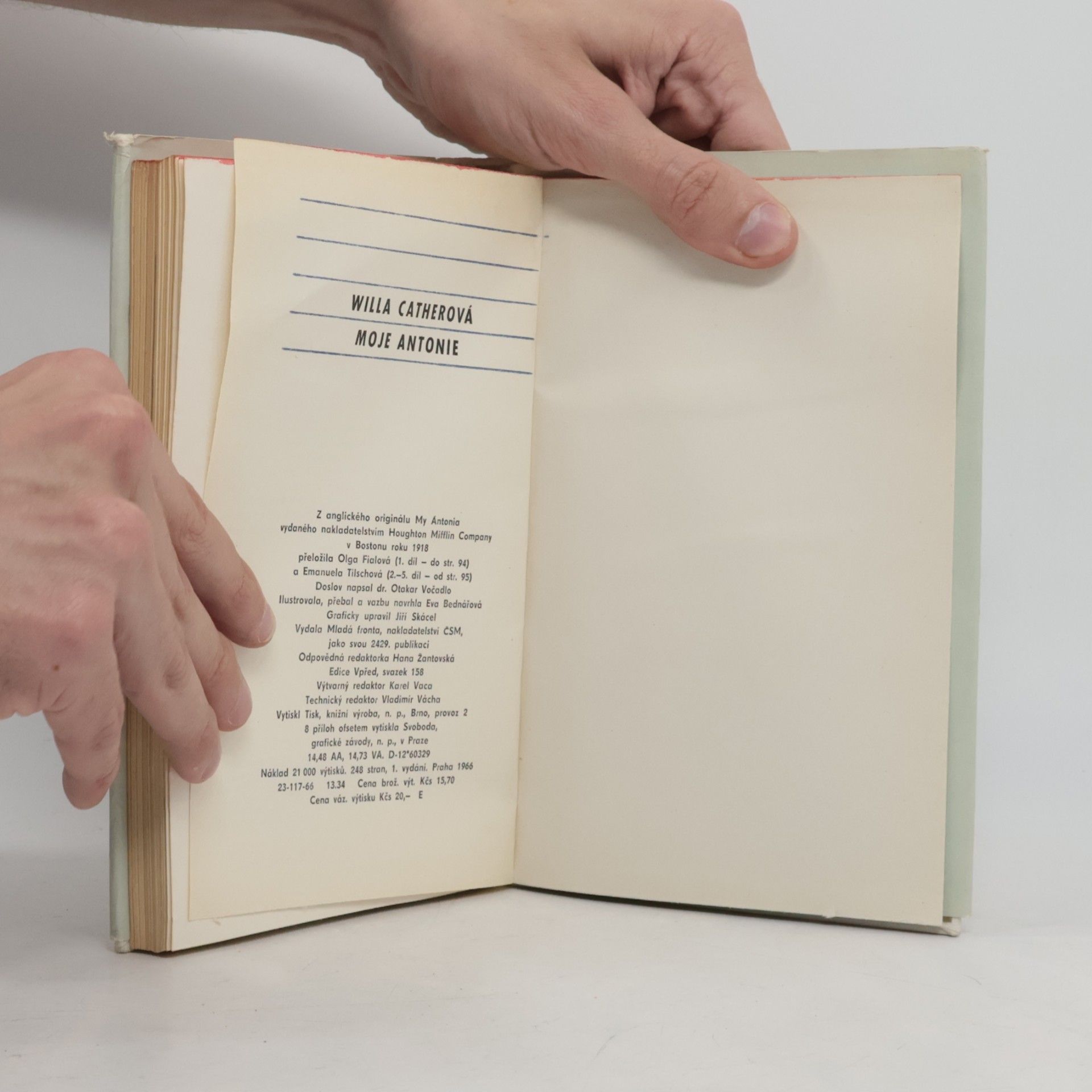 Willa Sibert Cather Moje Antonie