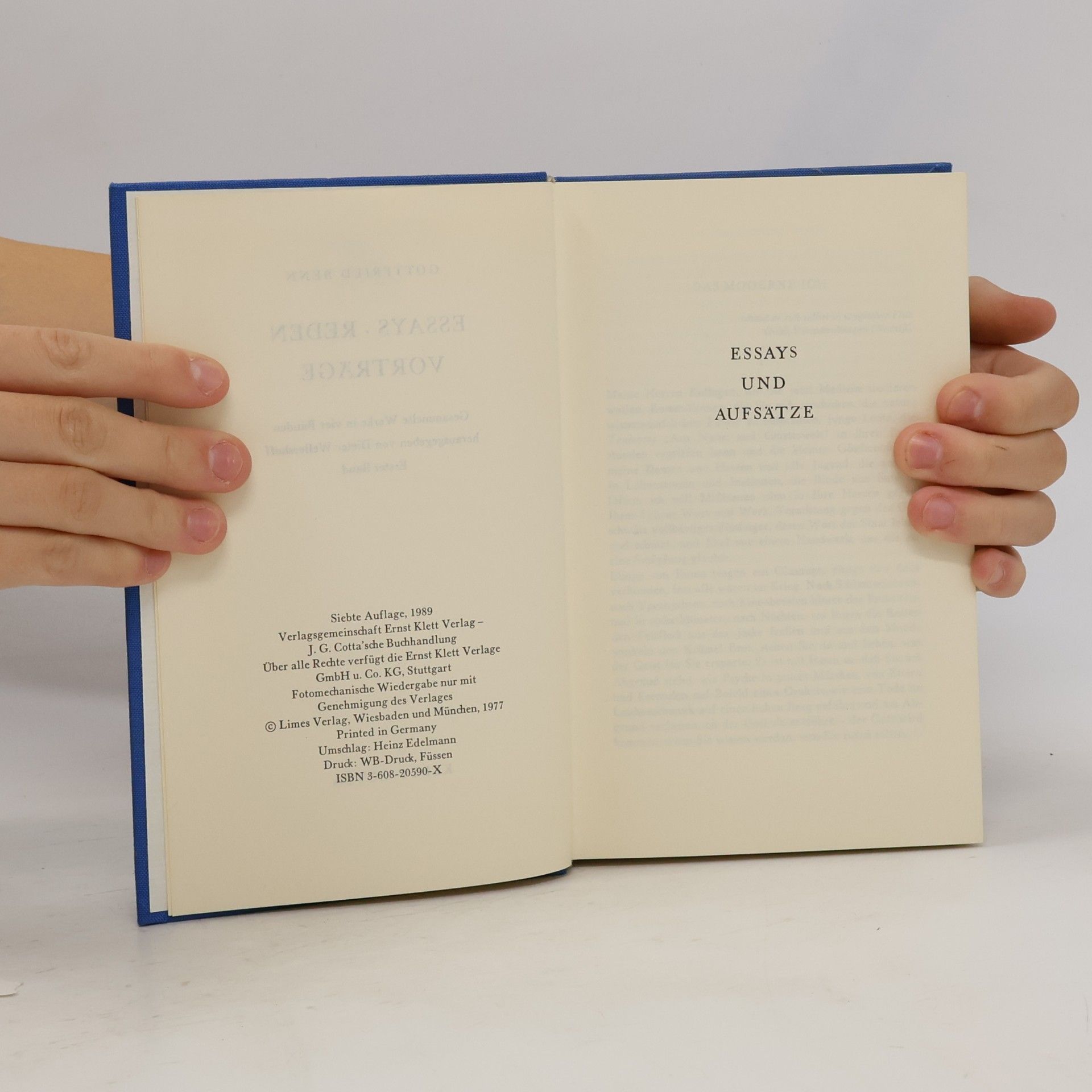 Gottfried Benn Essays; Reden; Vortrage