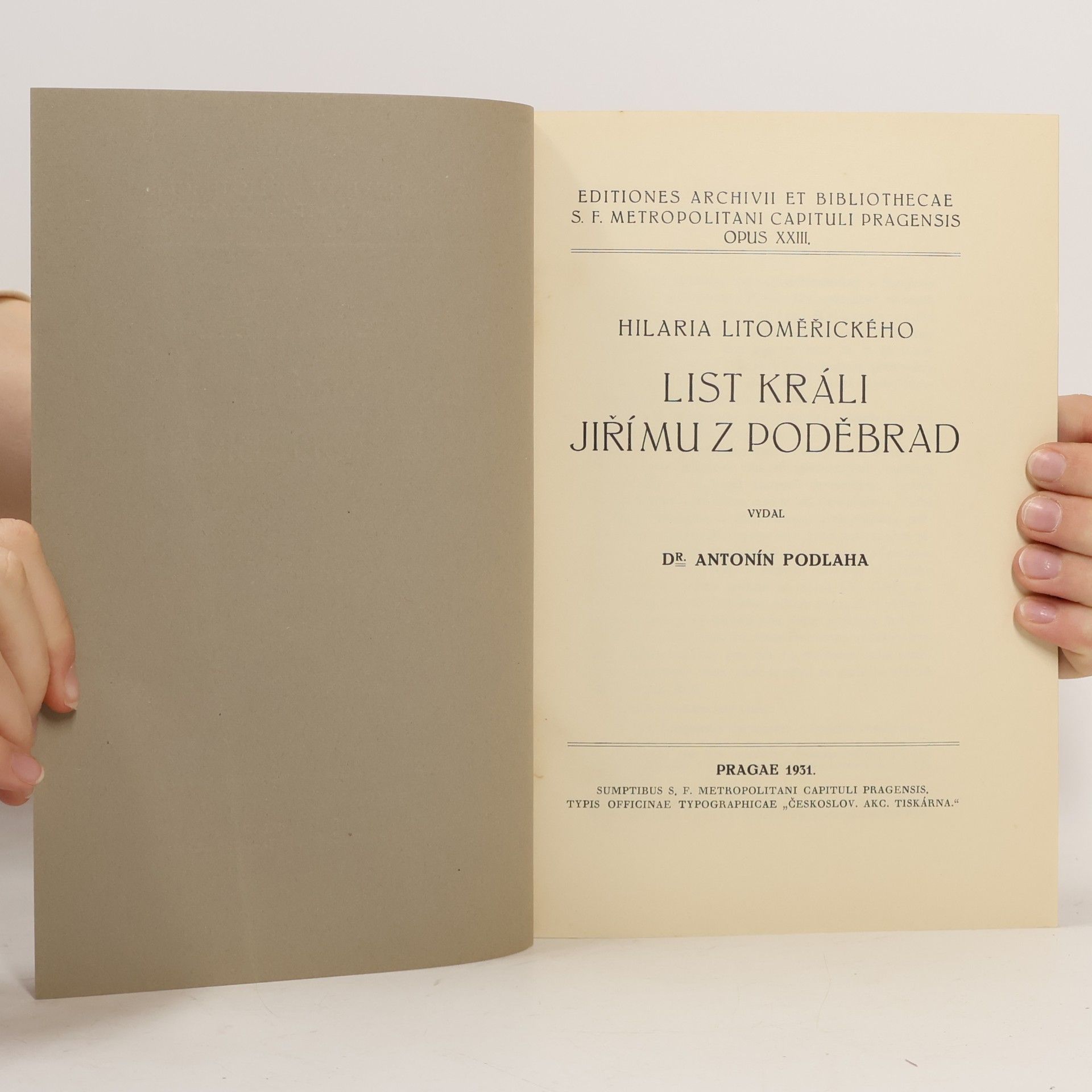 Hilaria Litoměřického LIST KRÁLI JIŘÍMU Z PODĚBRAD