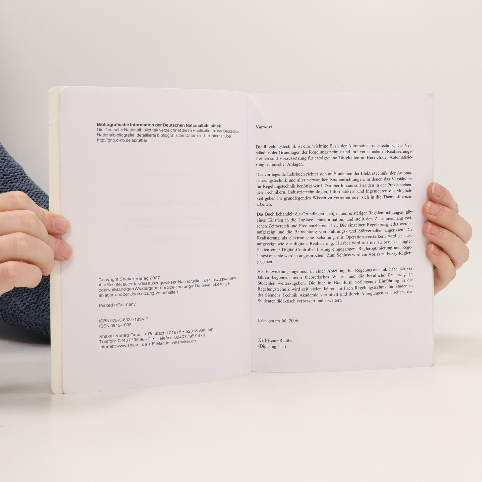 Karl-Heinz Reuther Berichte aus der Steuerungs- und Regelungstechnik: Grundlagen der Regelungstechnik