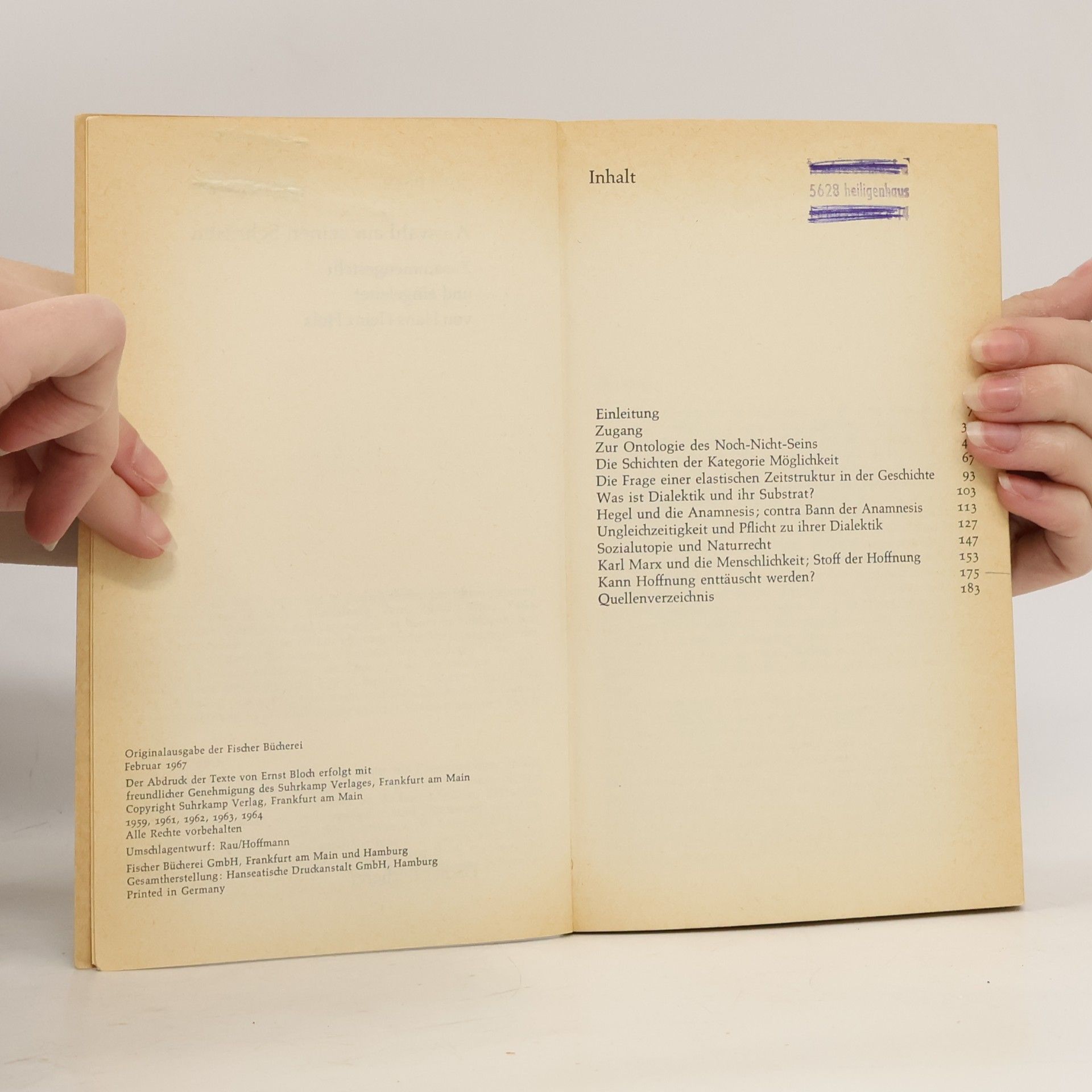 Ernst Bloch Auswahl aus seinen Schriften