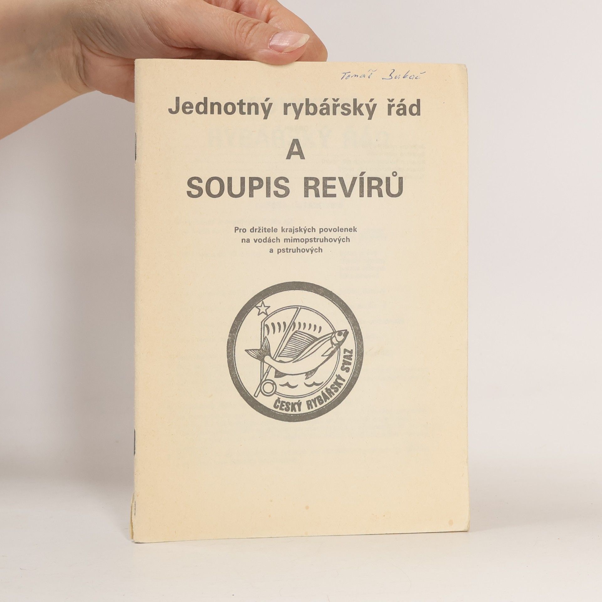 Tomáš Zukai Jednotný rybářský řád a soupis revírů