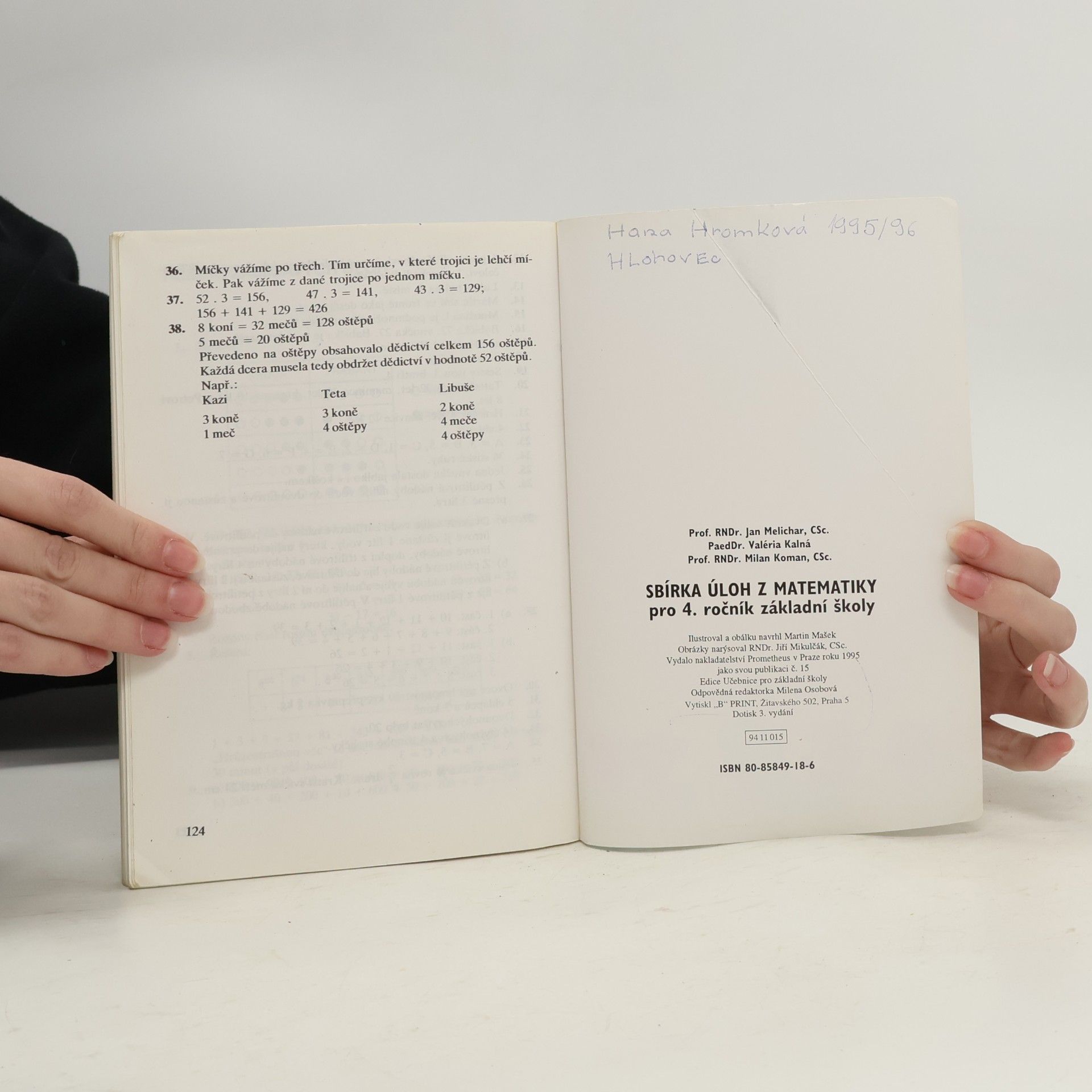 Jan Melichar Sbírka úloh z matematiky pro 4. ročník základní školy