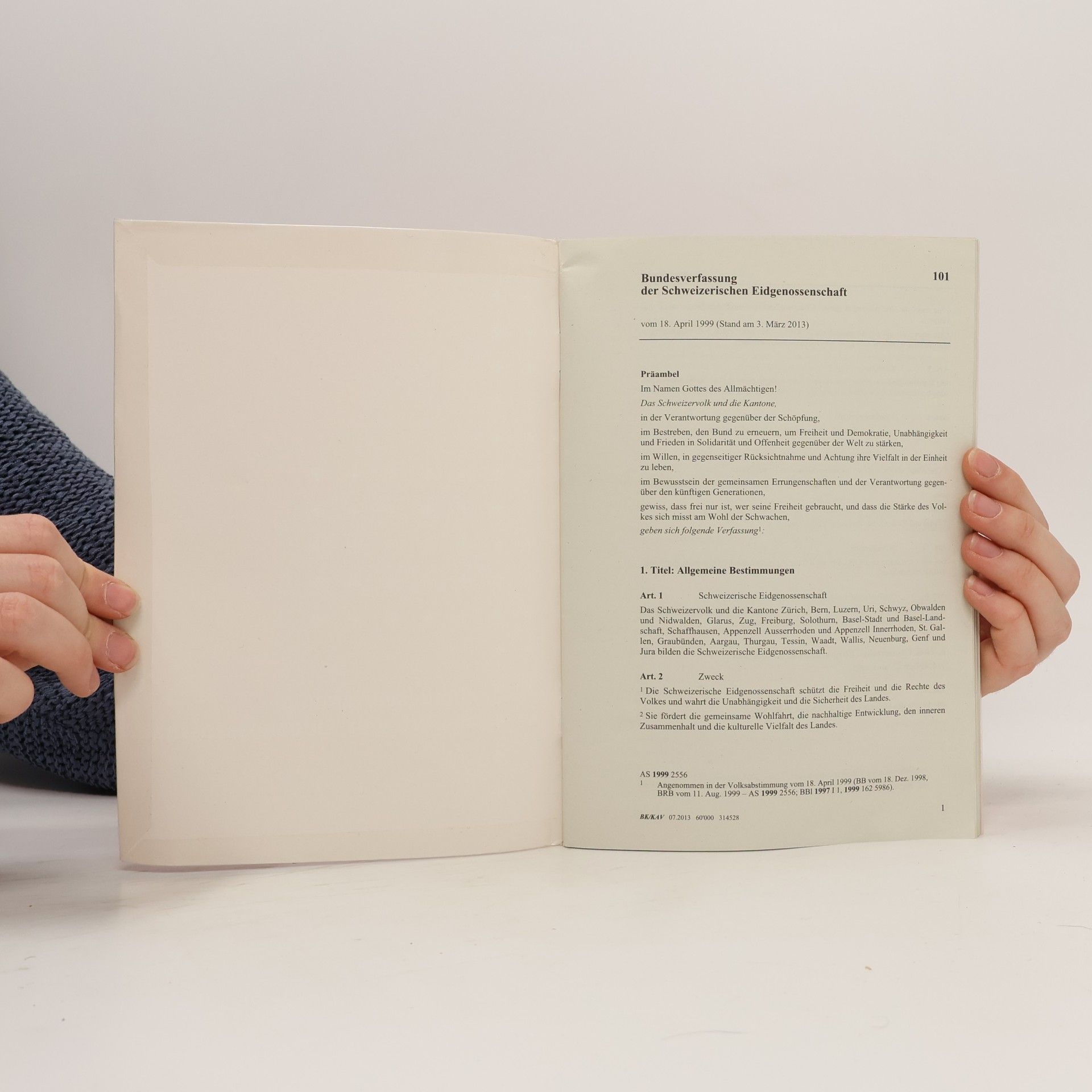 Various authors Bundesverfassung der Schweiz. Eidgenossenschaft