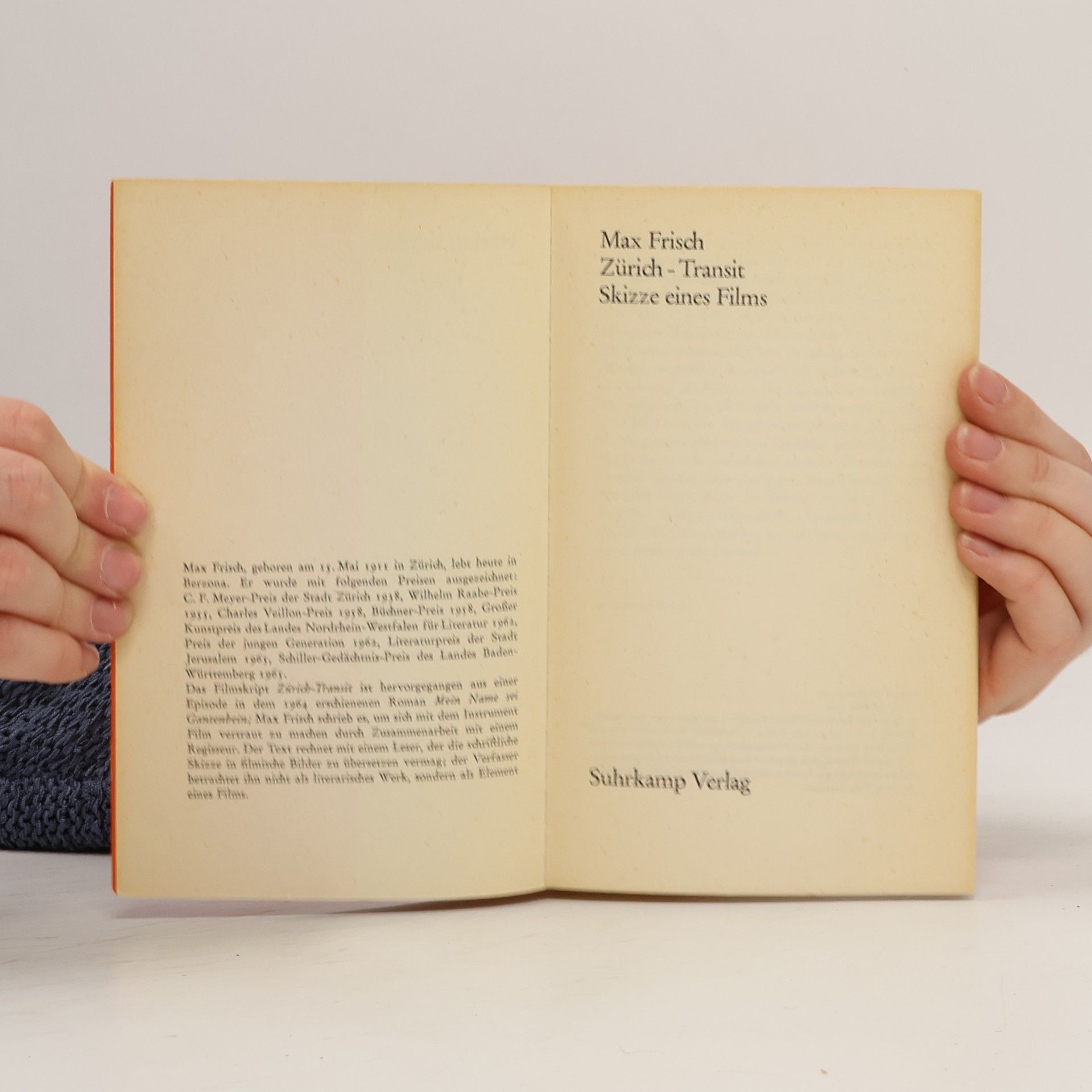 Max Frisch Zürich - Transit. Skizze eines Films