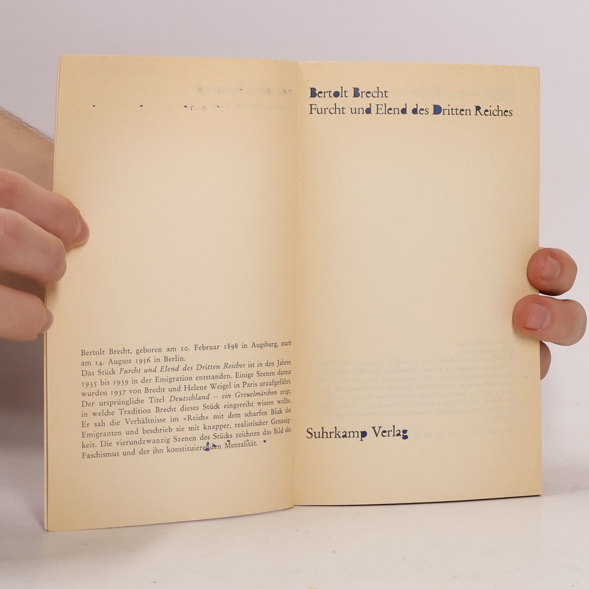 Bertolt Brecht Furcht und Elend des Dritten Reiches