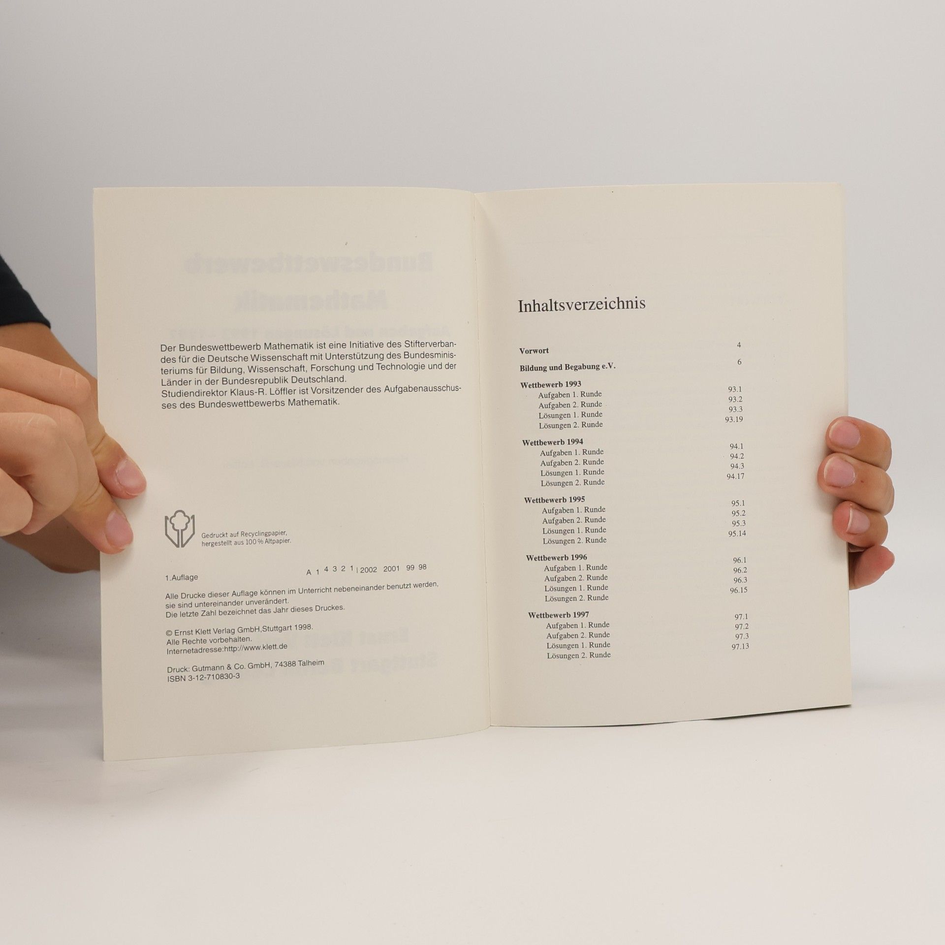 Bundeswettbewerb Mathematik. Aufgaben und Lösungen 1993-1997