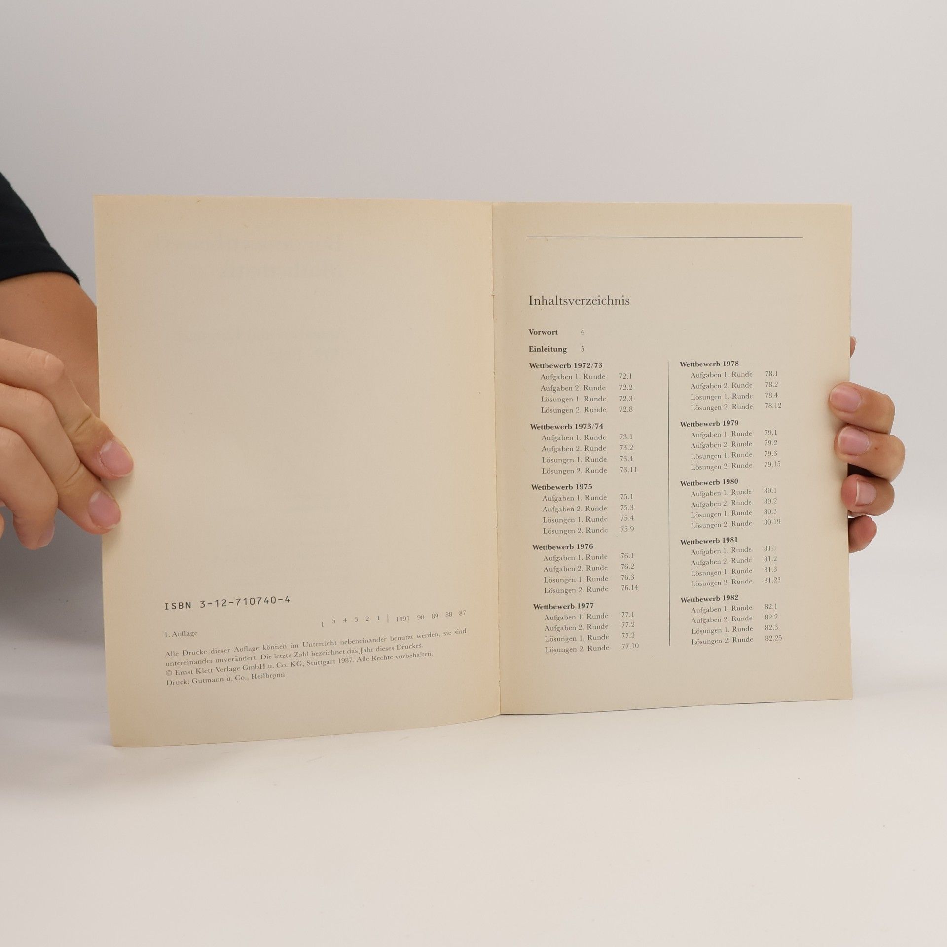 Bundeswettbewerb Mathematik. 1972-1982. Aufgaben und Lösungen