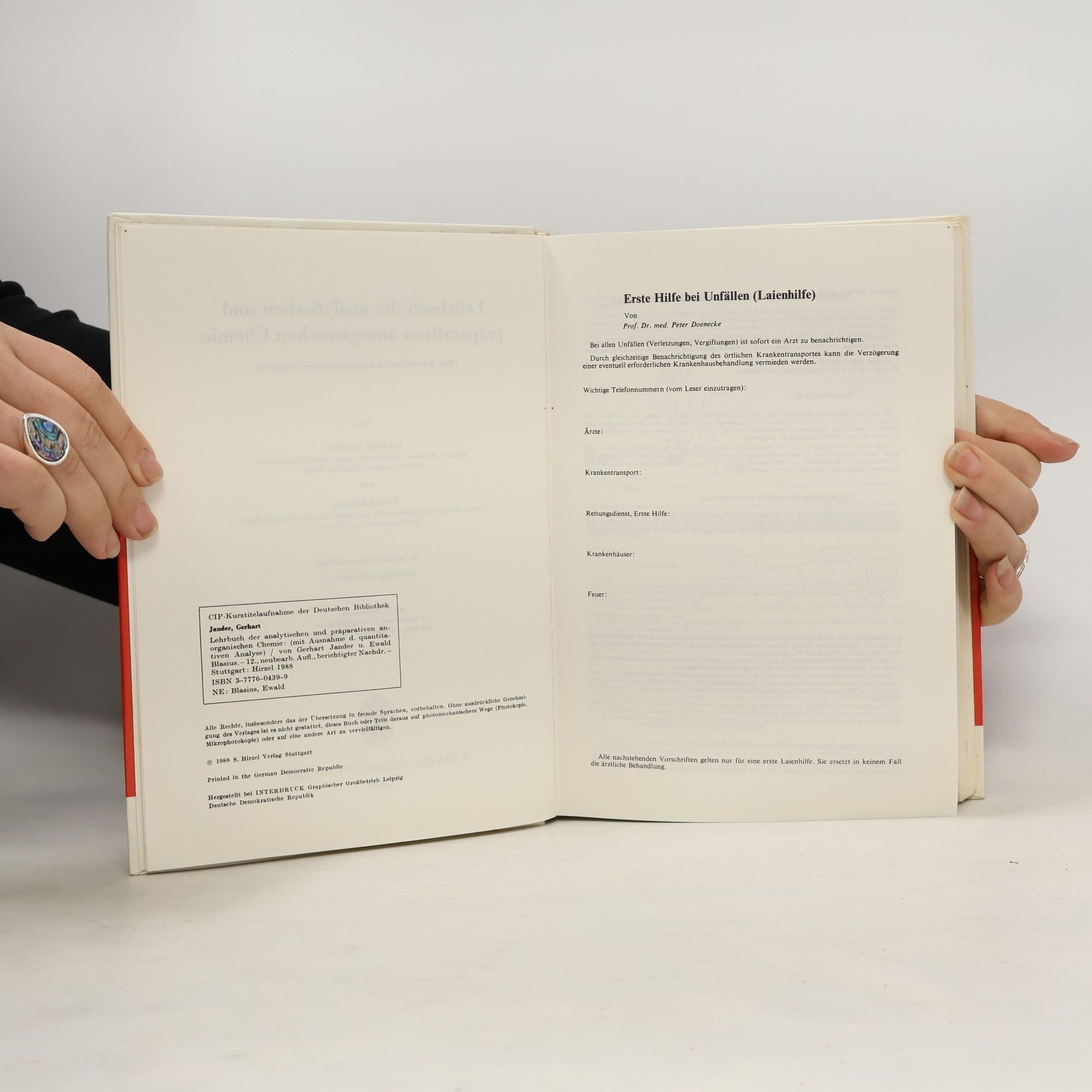 Gerhart Jander Lehrbuch der analytischen und präparativen anorganischen Chemie