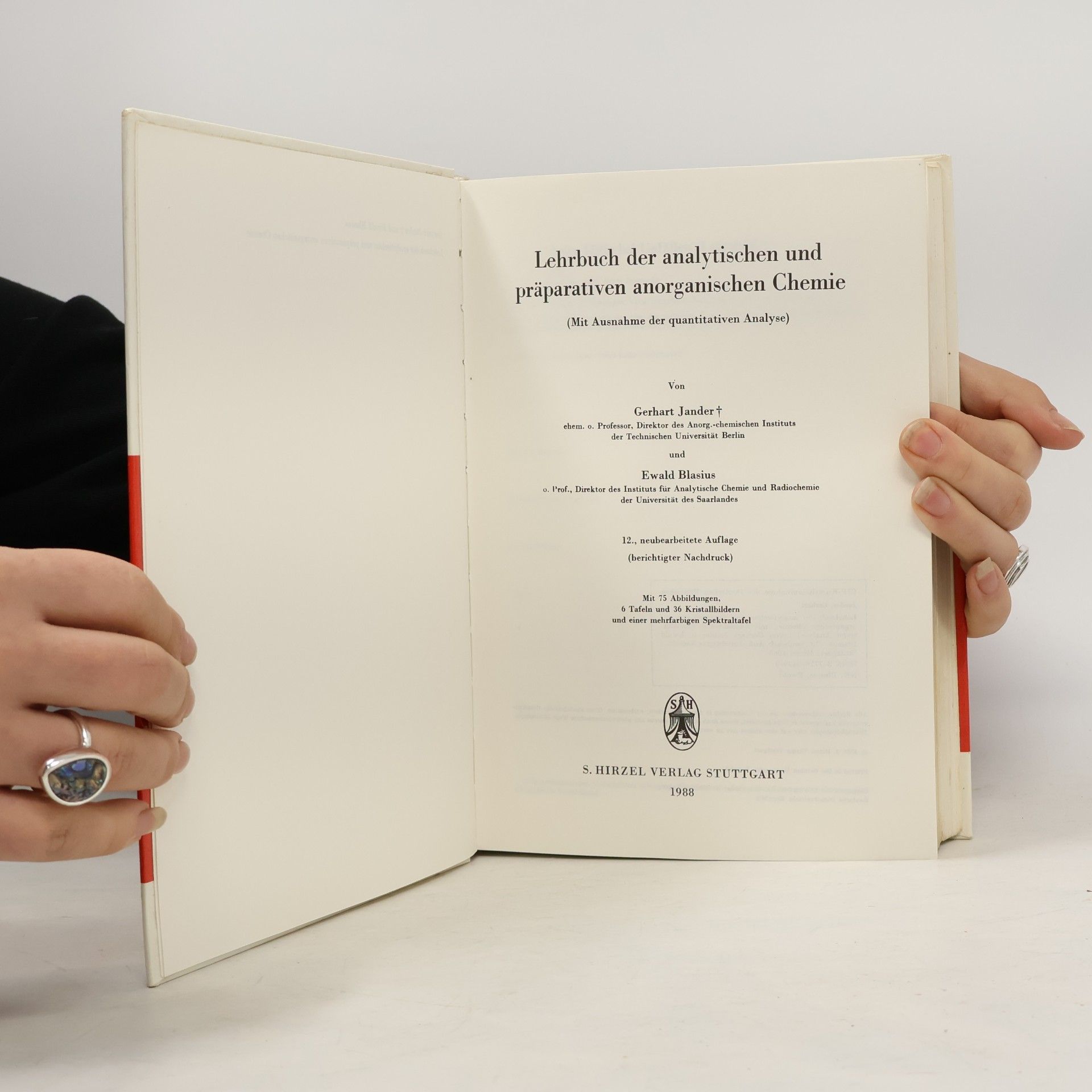 Gerhart Jander Lehrbuch der analytischen und präparativen anorganischen Chemie