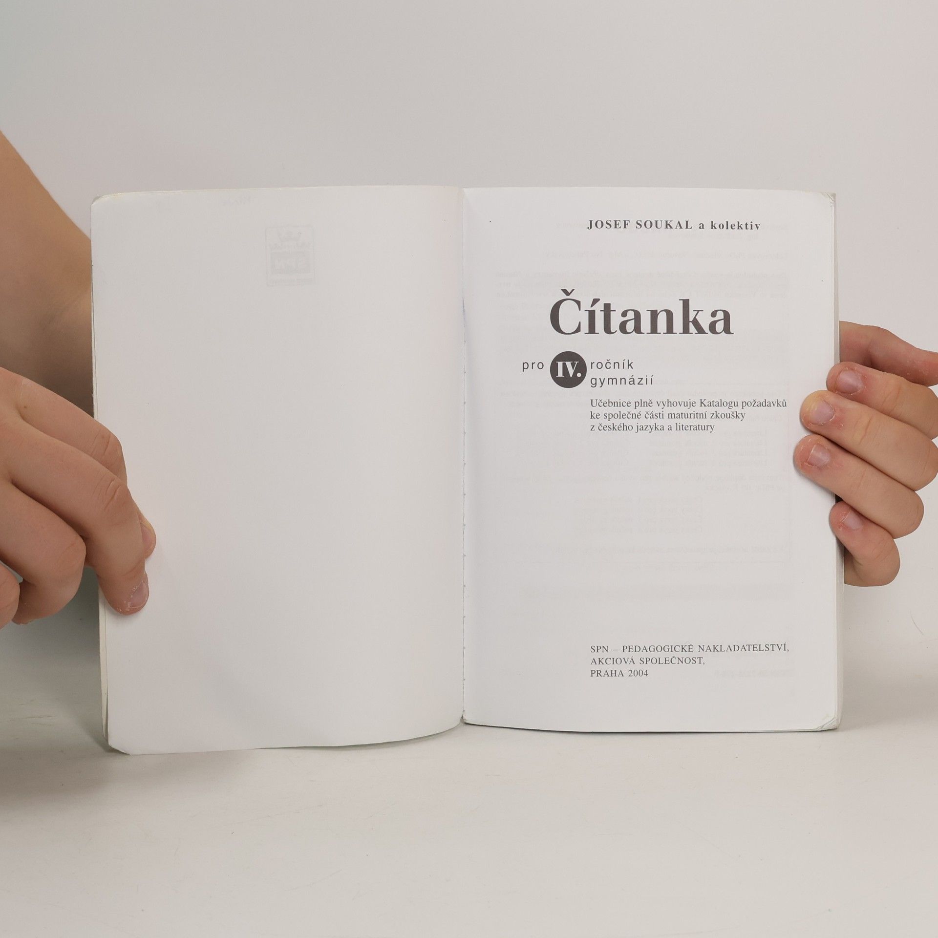 Josef Soukal Čítanka pro IV. ročník gymnázií