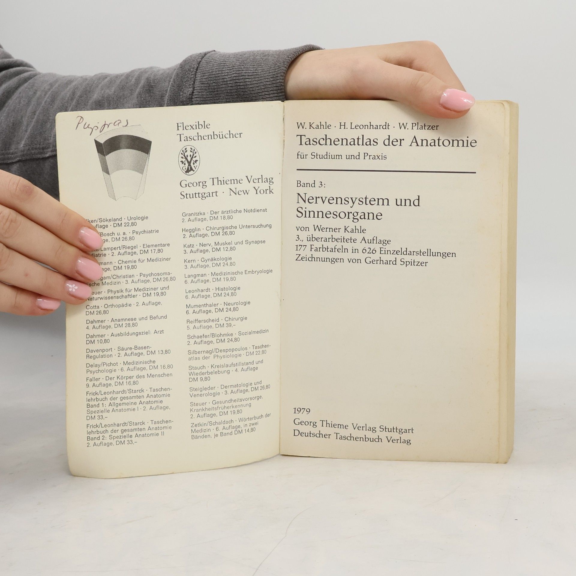 W. Werner Kahle Taschenatlas der Anatomie. Band 3. Nervensystem und Sinnesorgane