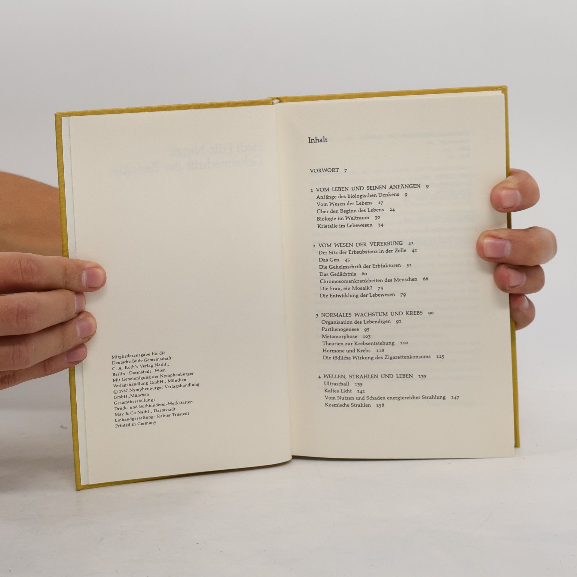 Hedi Fritz Niggli Geheimschrift der Biologie