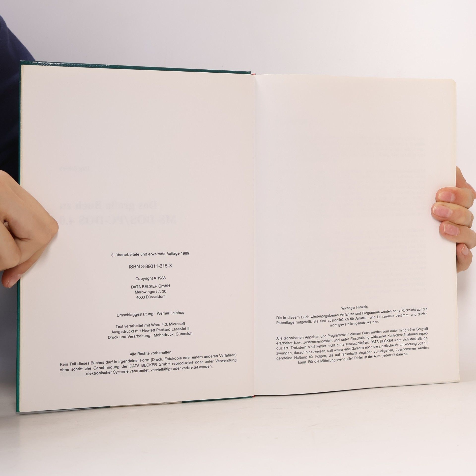 Jörg Schieb Das grosse Buch zu MS-DOS, PC-DOS 4.0 - 3. erweiterten Auflage
