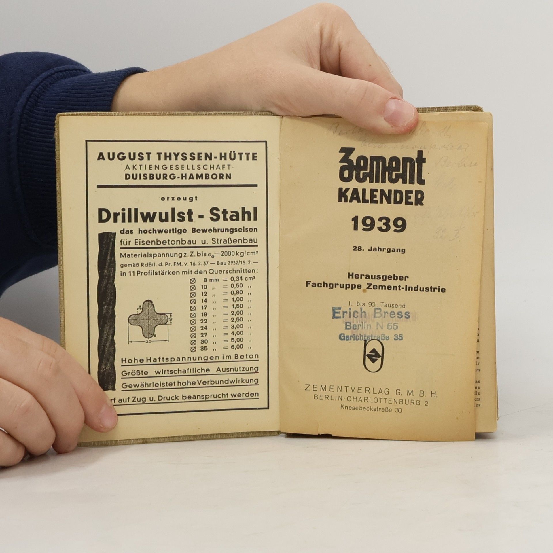 kolektiv Zement Kalender 28. Jahrgang 1939