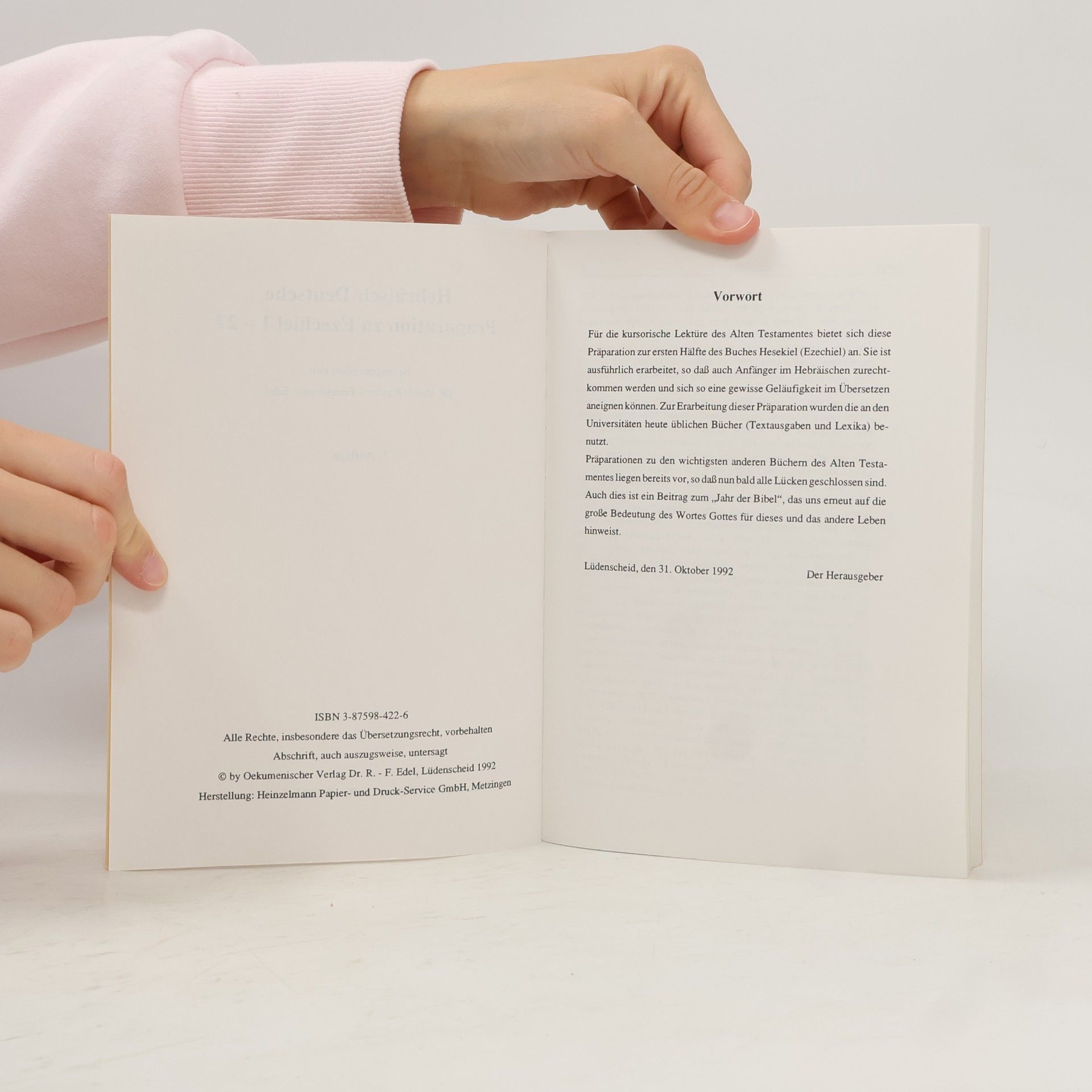 Reiner-Friedemann Edel Sprachliche Hilfen zur Bibel im Urtext: Hebräisch-Deutsche Präparation zu Ezechiel 1-27